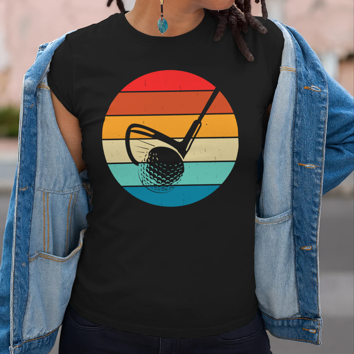 Retro Sunset Golf Swing Graphic T-Shirt