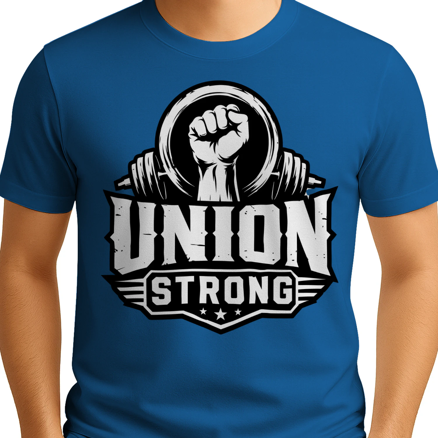 Union Strong Raised Fist Barbell Labor Pride T-Shirt