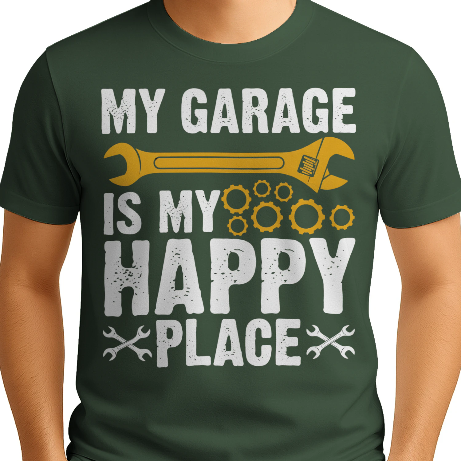 My Garage Is My Happy Place Funny Mechanic Workshop T-Shirt