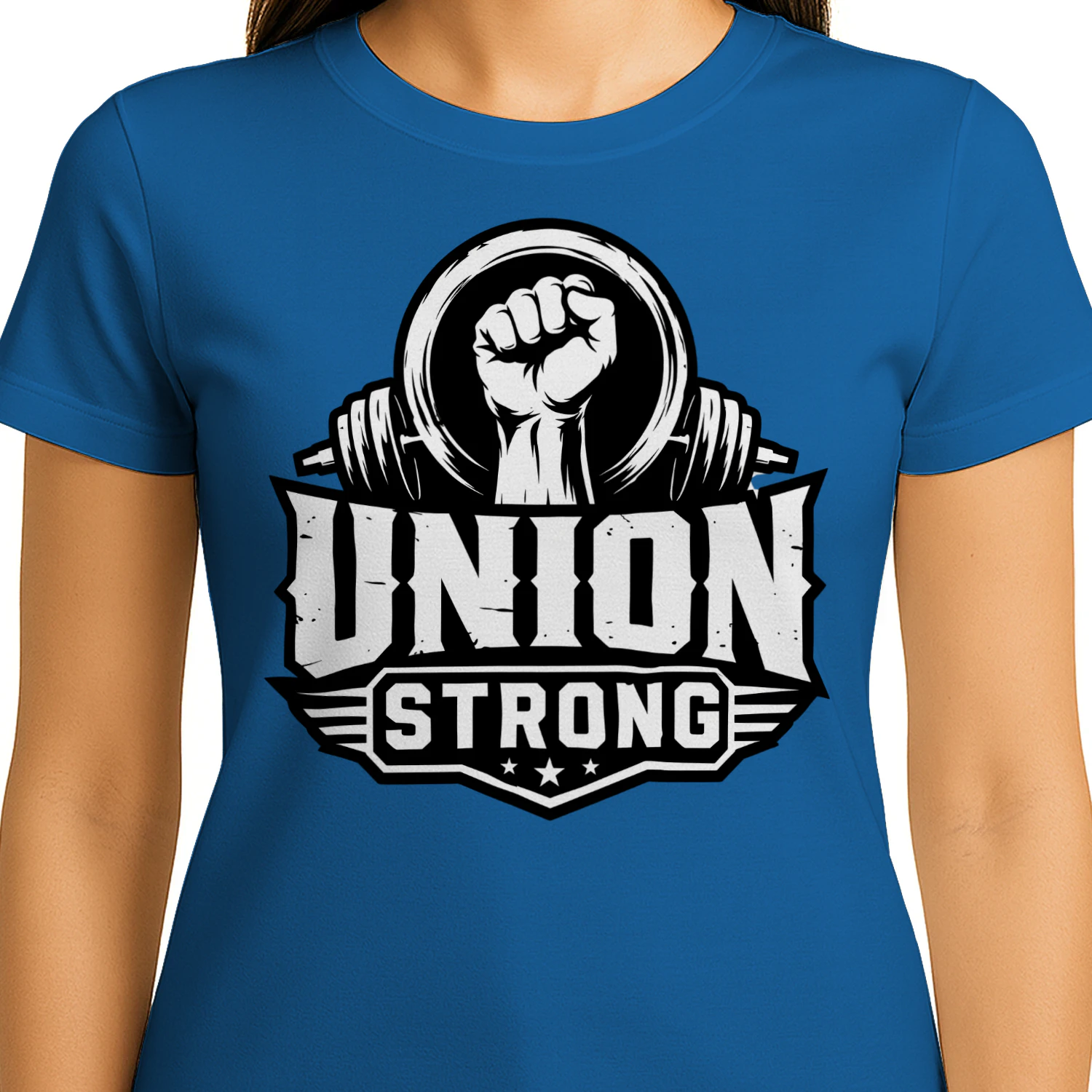 Union Strong Raised Fist Barbell Labor Pride T-Shirt