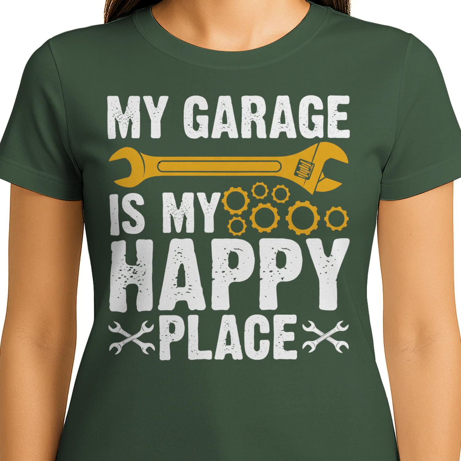 My Garage Is My Happy Place Funny Mechanic Workshop T-Shirt