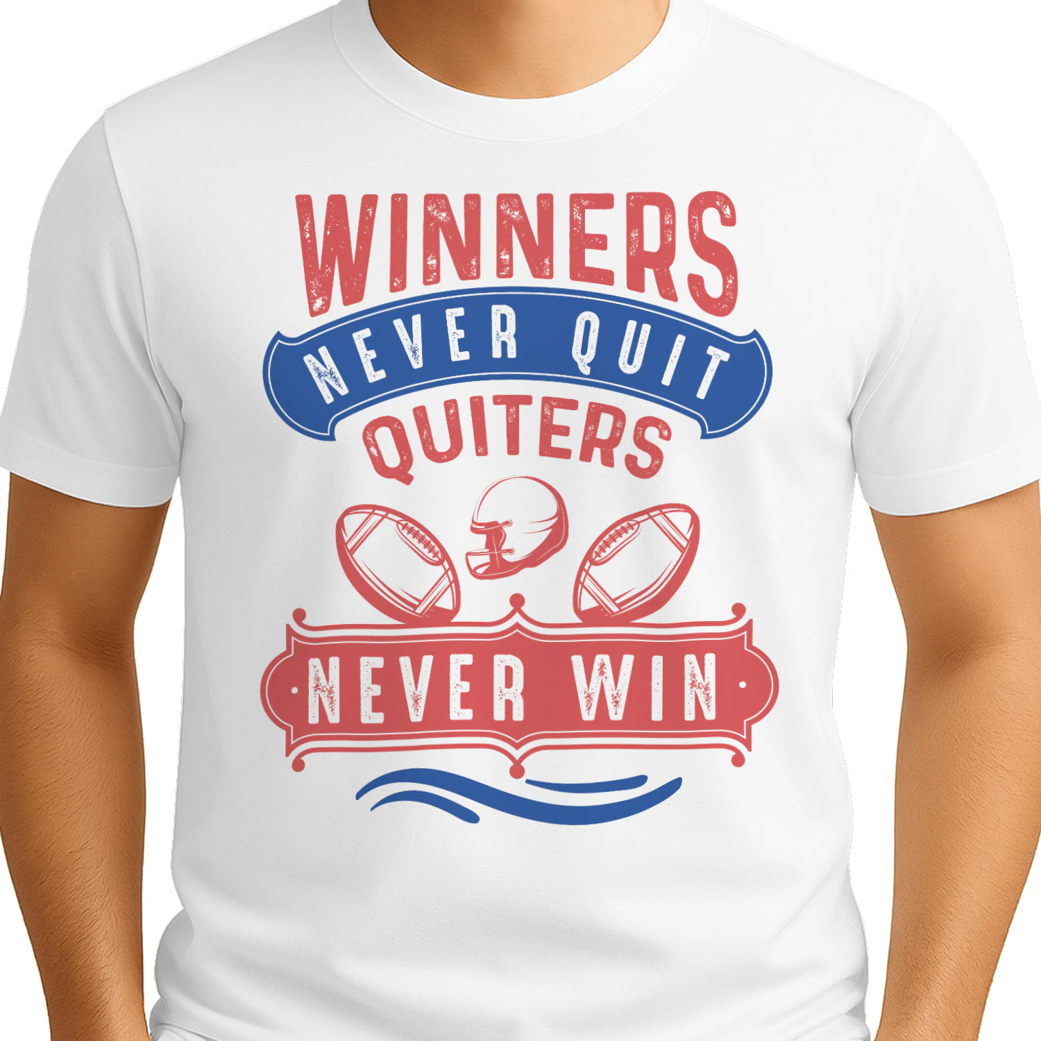 Winners Never Quit American Football Graphic T-Shirt