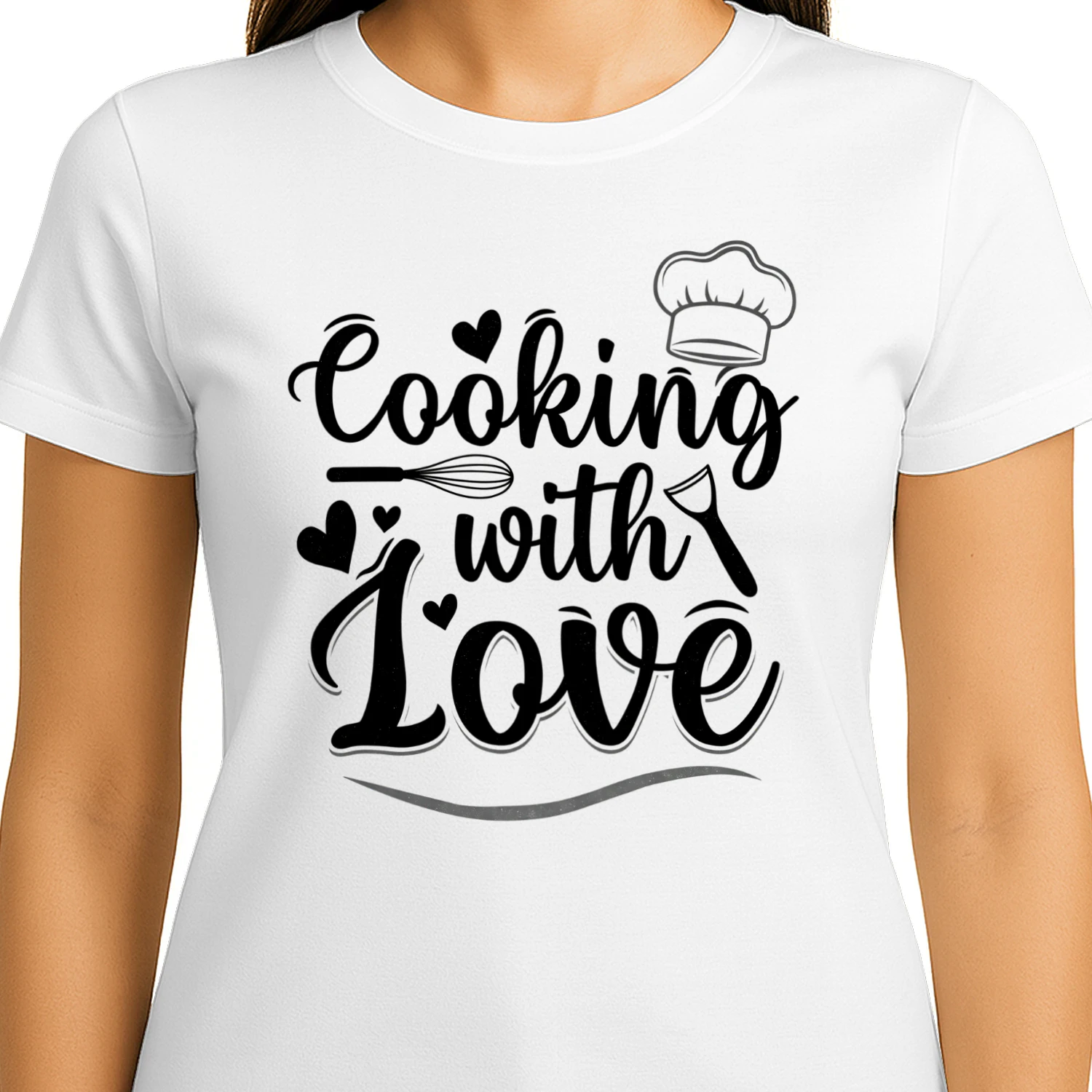 Cooking With Love Heart Chef Hat Baking T-Shirt