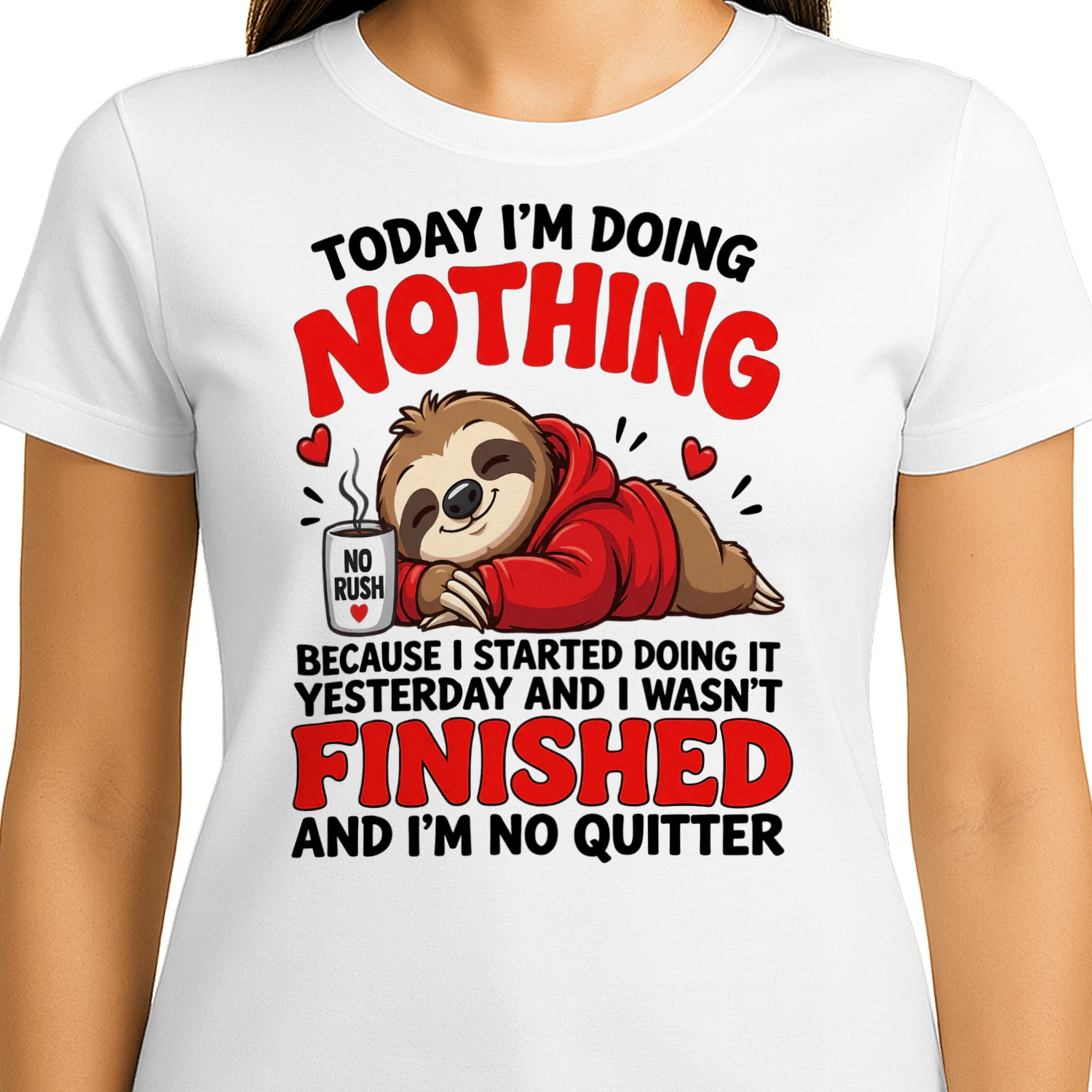 Product Name Today I'm Doing Nothing Funny Sloth Coffee Lazy Humor T-Shirt