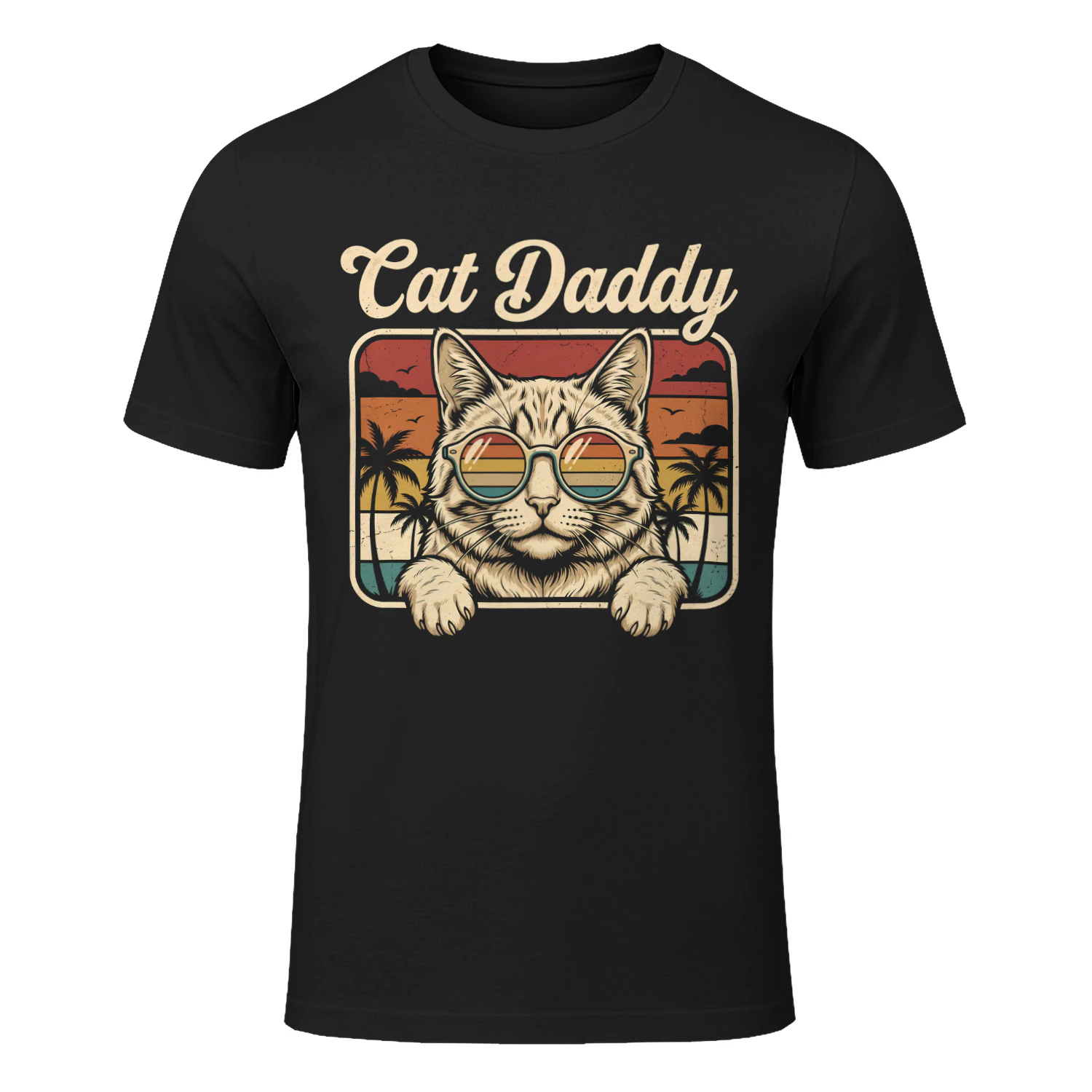 Cat Daddy Retro Sunset Cat Lover Design