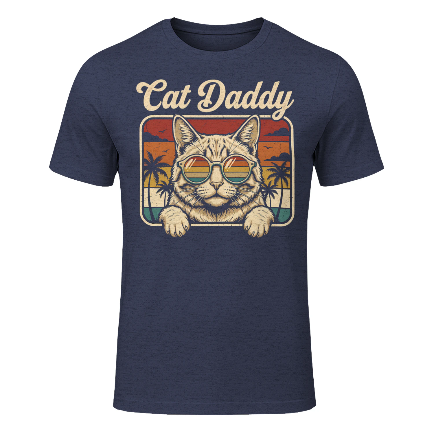 Cat Daddy Retro Sunset Cat Lover Design