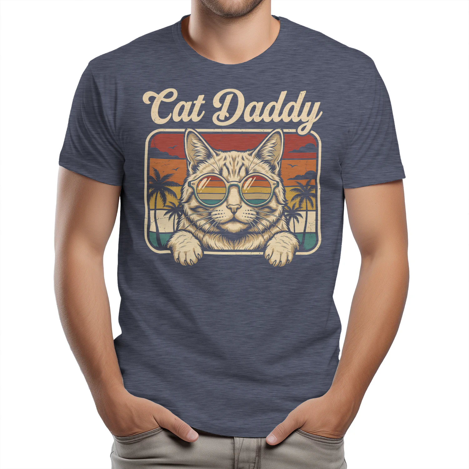 Cat Daddy Retro Sunset Cat Lover Design
