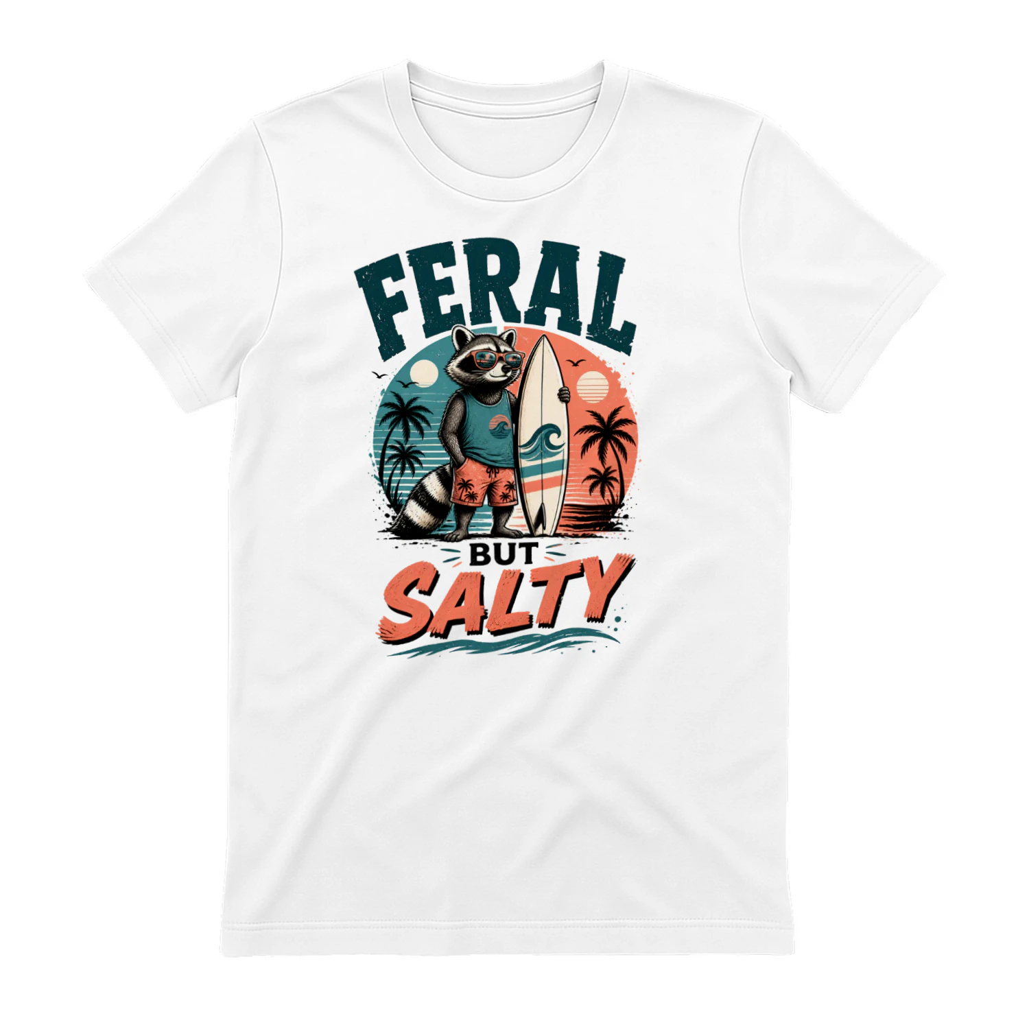 Feral But Salty Raccoon Surf Shirt
