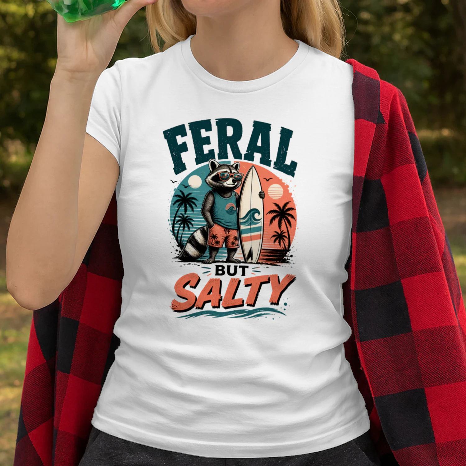 Feral But Salty Raccoon Surf Shirt