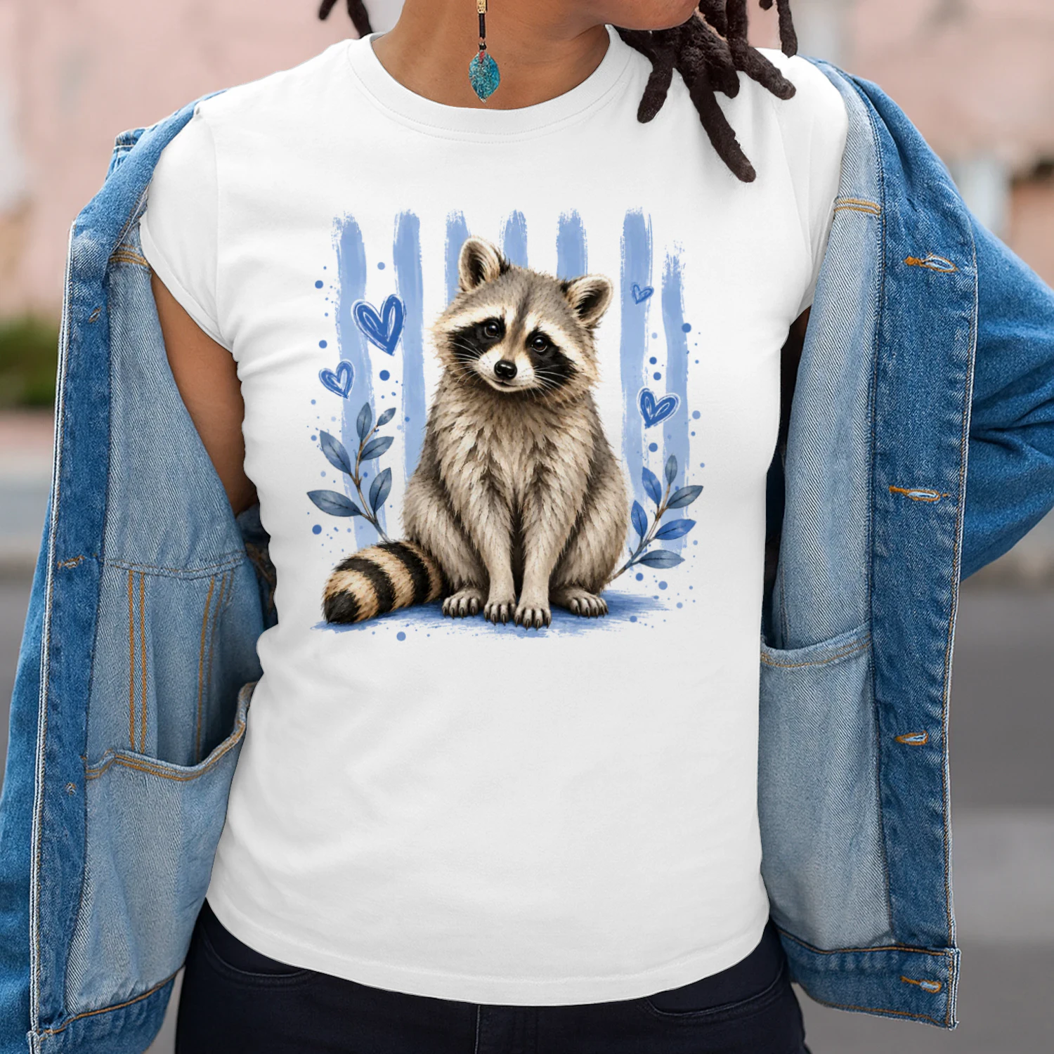Cute Raccoon Blue Aesthetic Animal Shirt