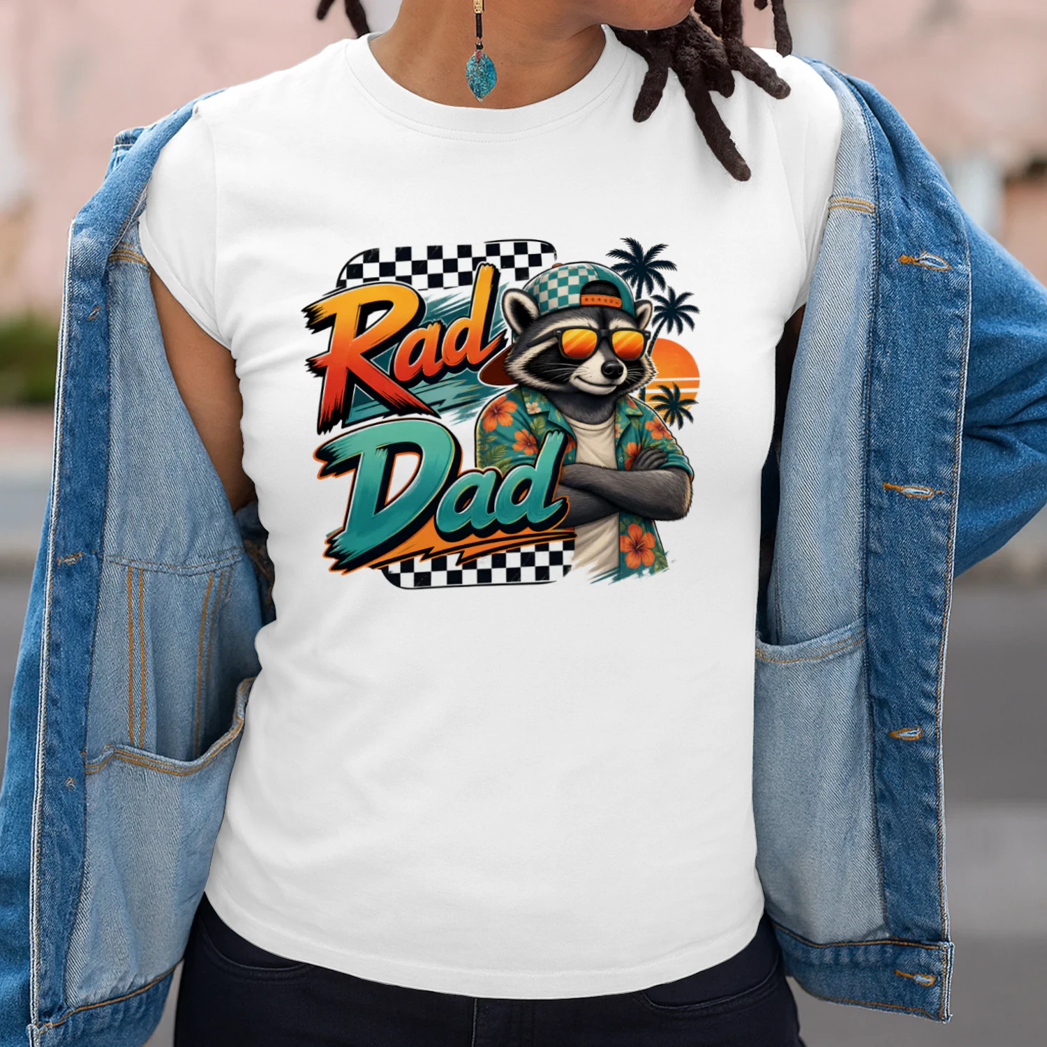 Rad Dad Raccoon Retro Summer Design