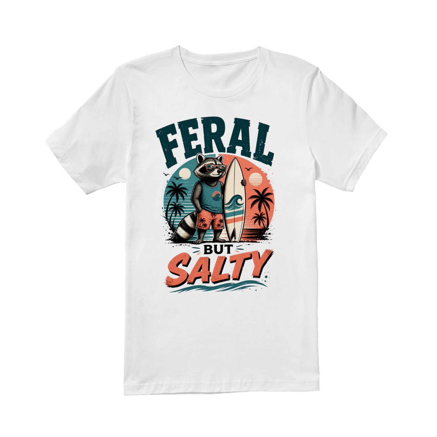 Feral But Salty Raccoon Surf Shirt