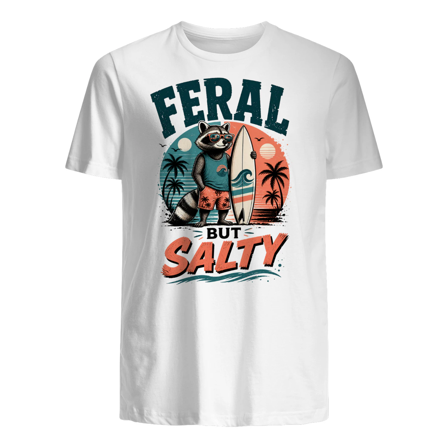 Feral But Salty Raccoon Surf Shirt