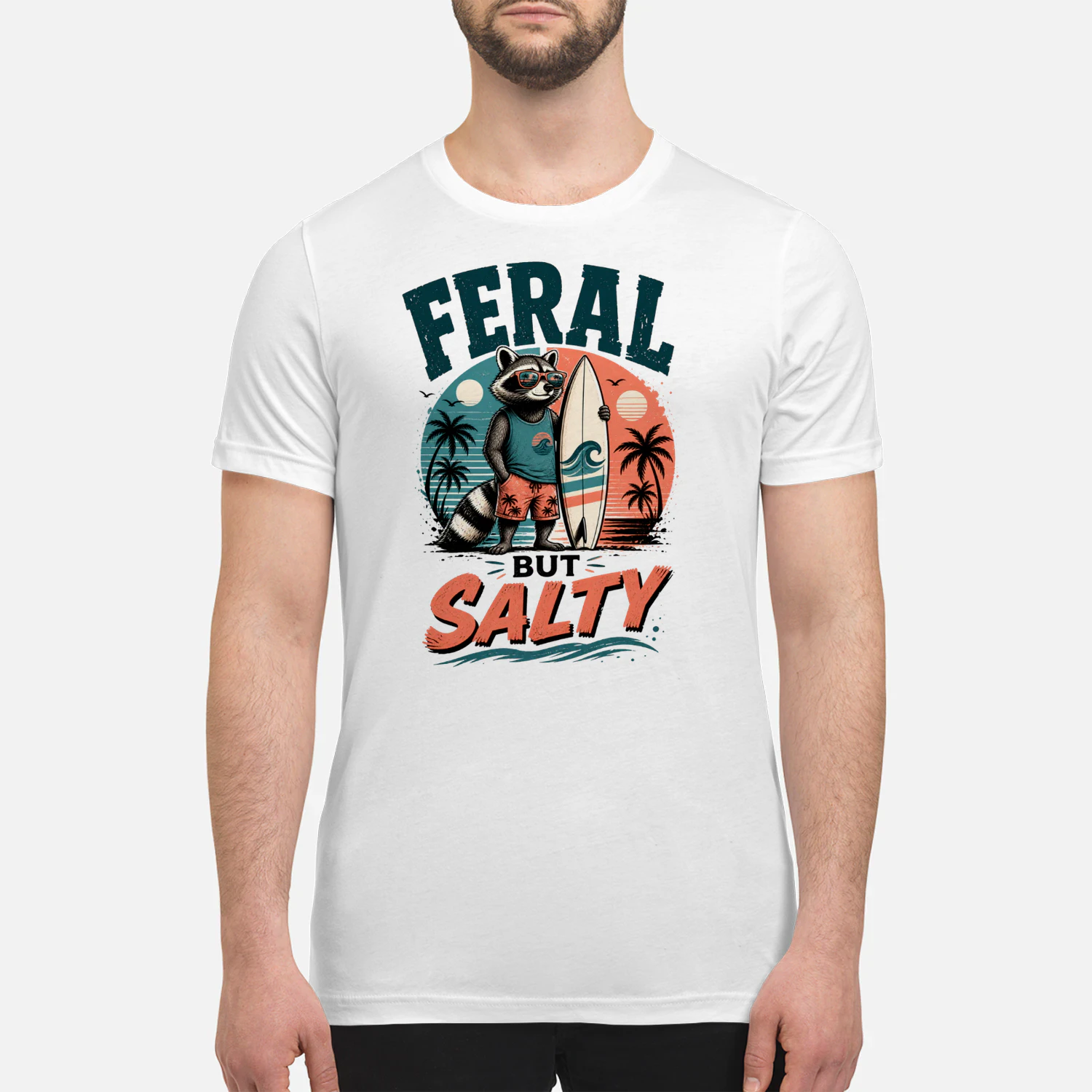 Feral But Salty Raccoon Surf Shirt