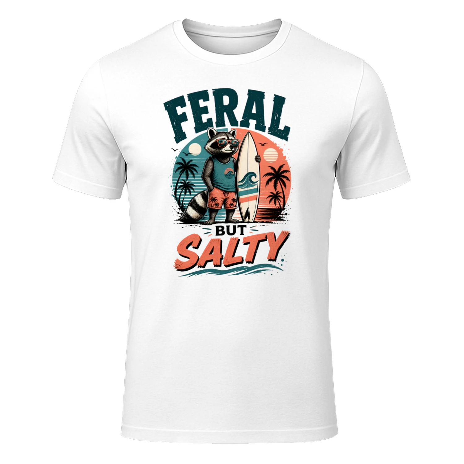 Feral But Salty Raccoon Surf Shirt