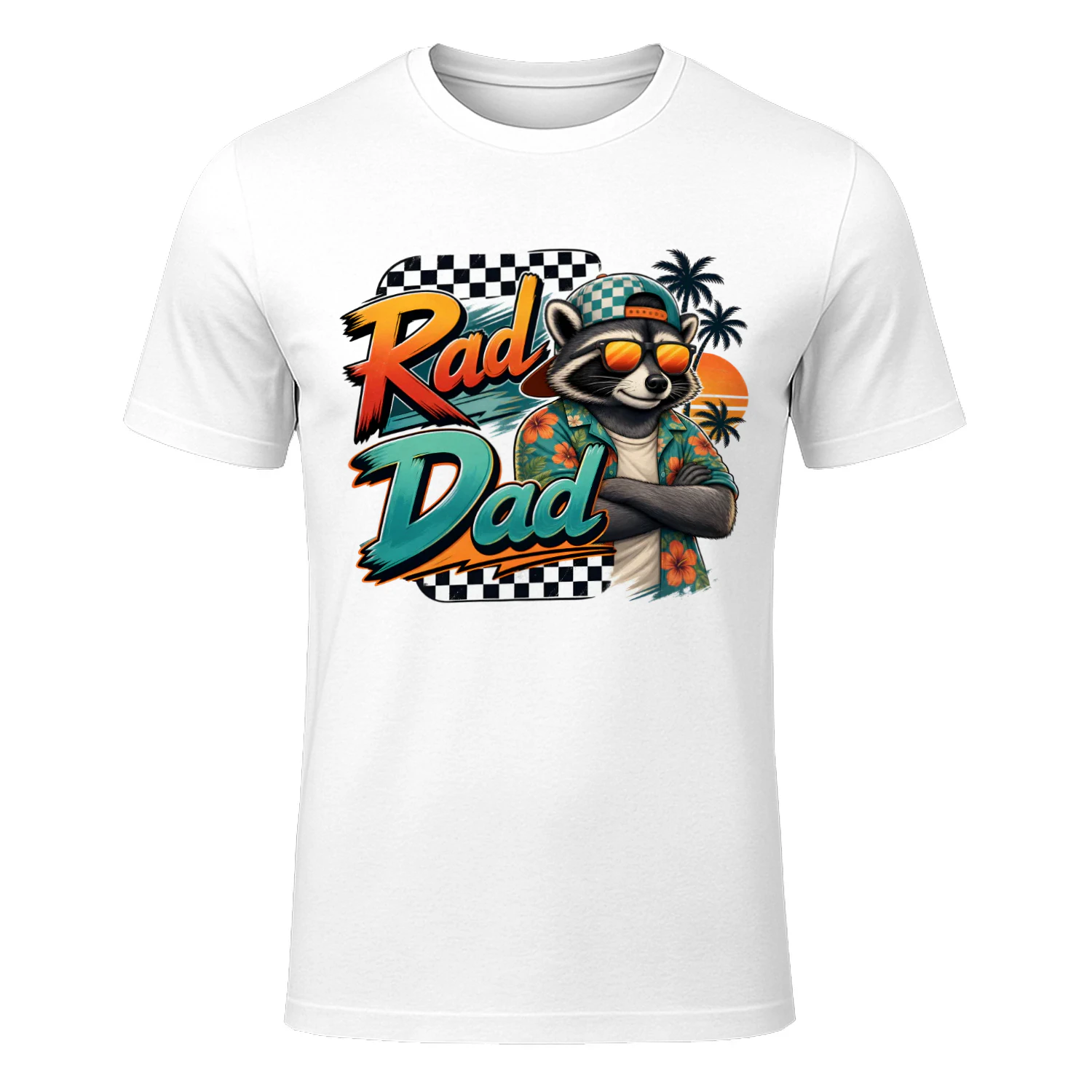 Rad Dad Raccoon Retro Summer Design