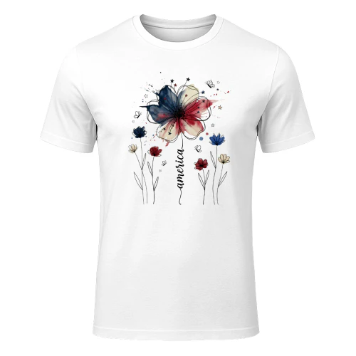 Patriotic Watercolor Flower America