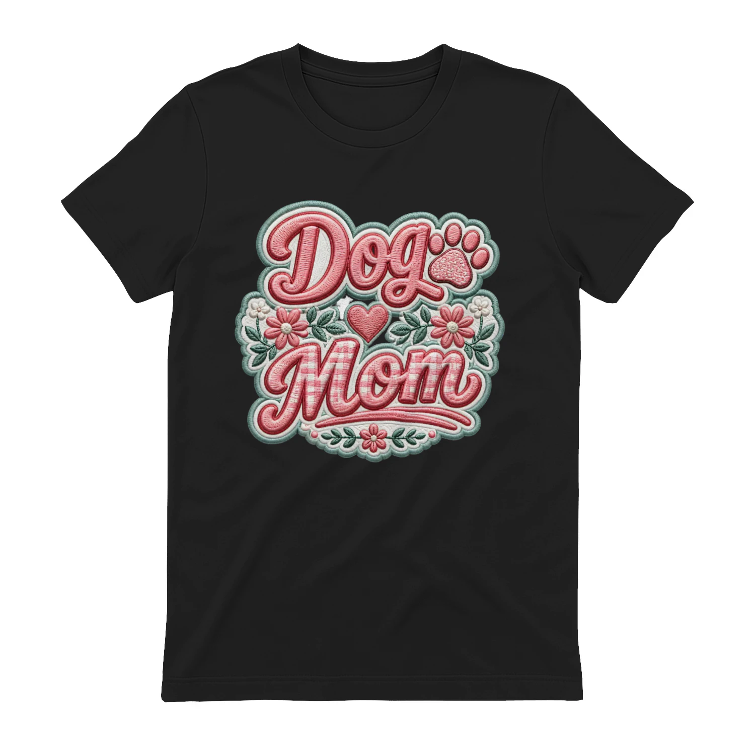 Dog Mom Floral Embroidery Paw Print Cute Pet Lover Design