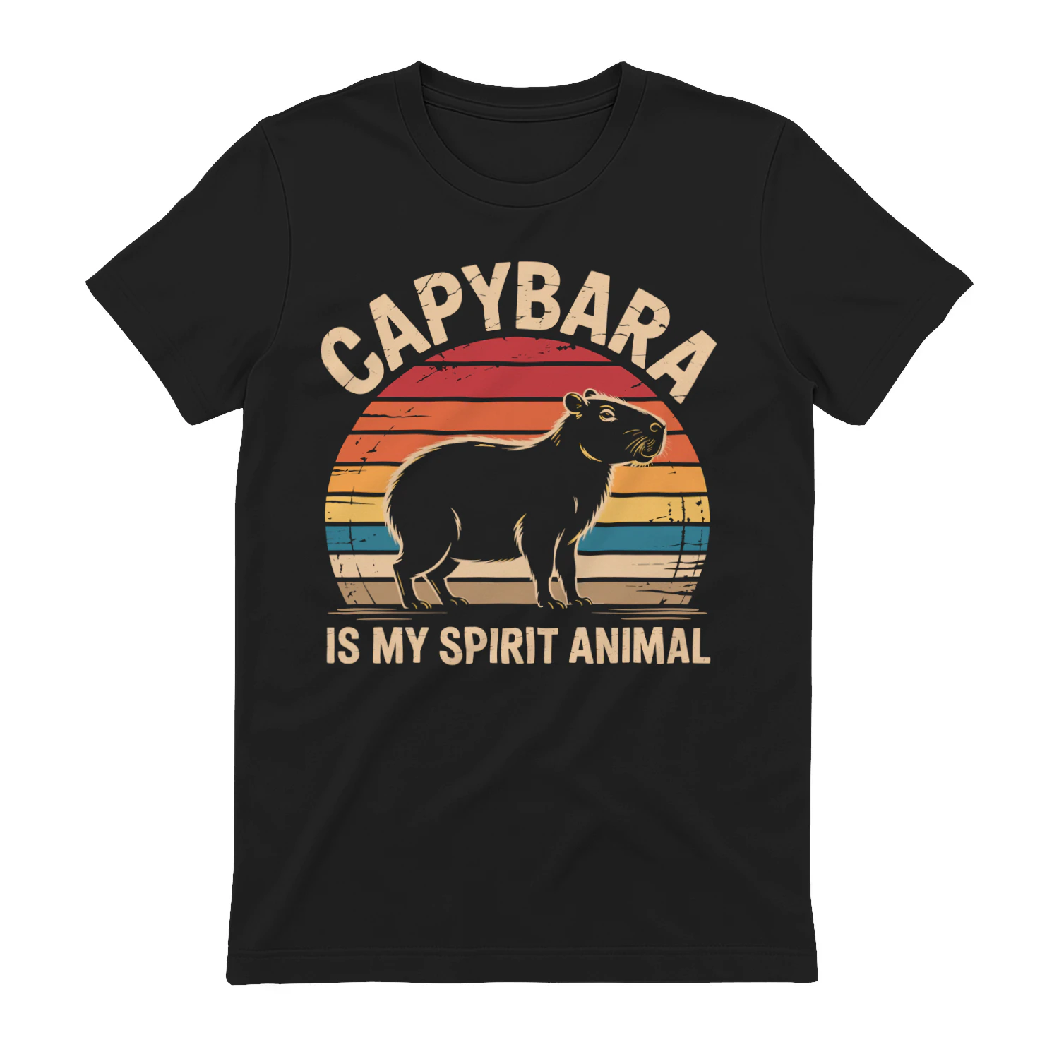 Capybara Is My Spirit Animal Vintage Retro Sunset