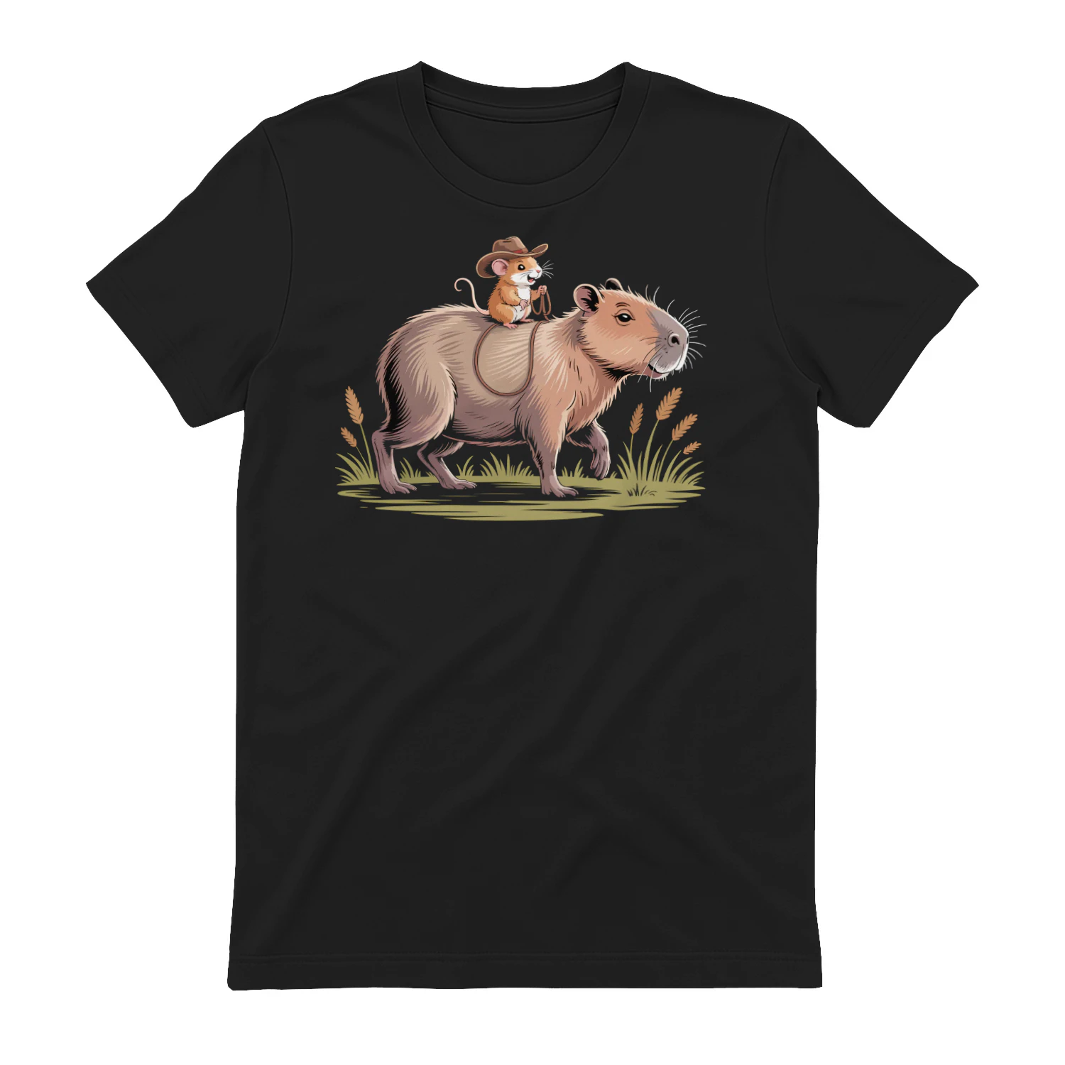 Cowboy Mouse Riding Capybara Cute Funny Western Animal