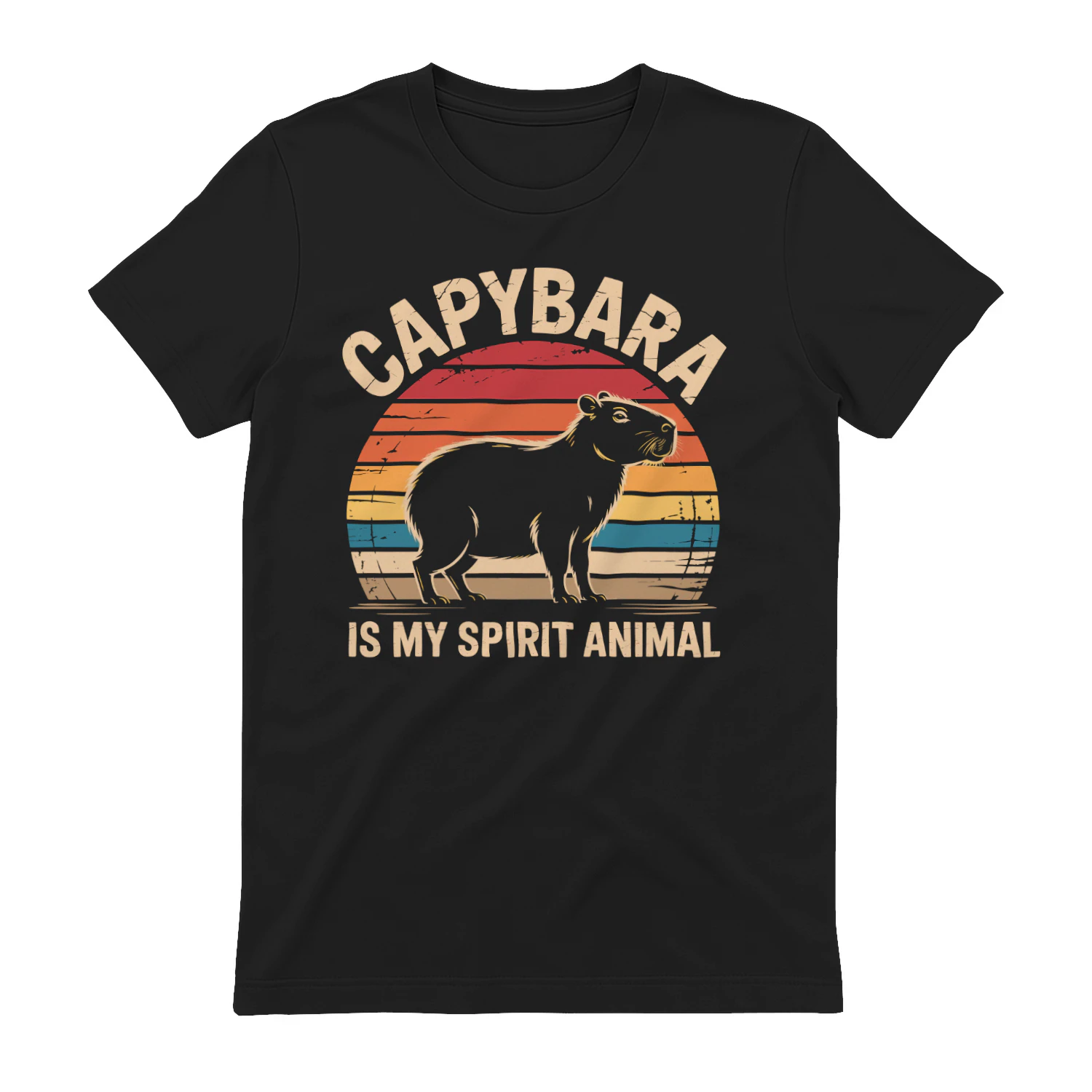 Capybara Is My Spirit Animal Vintage Retro Sunset