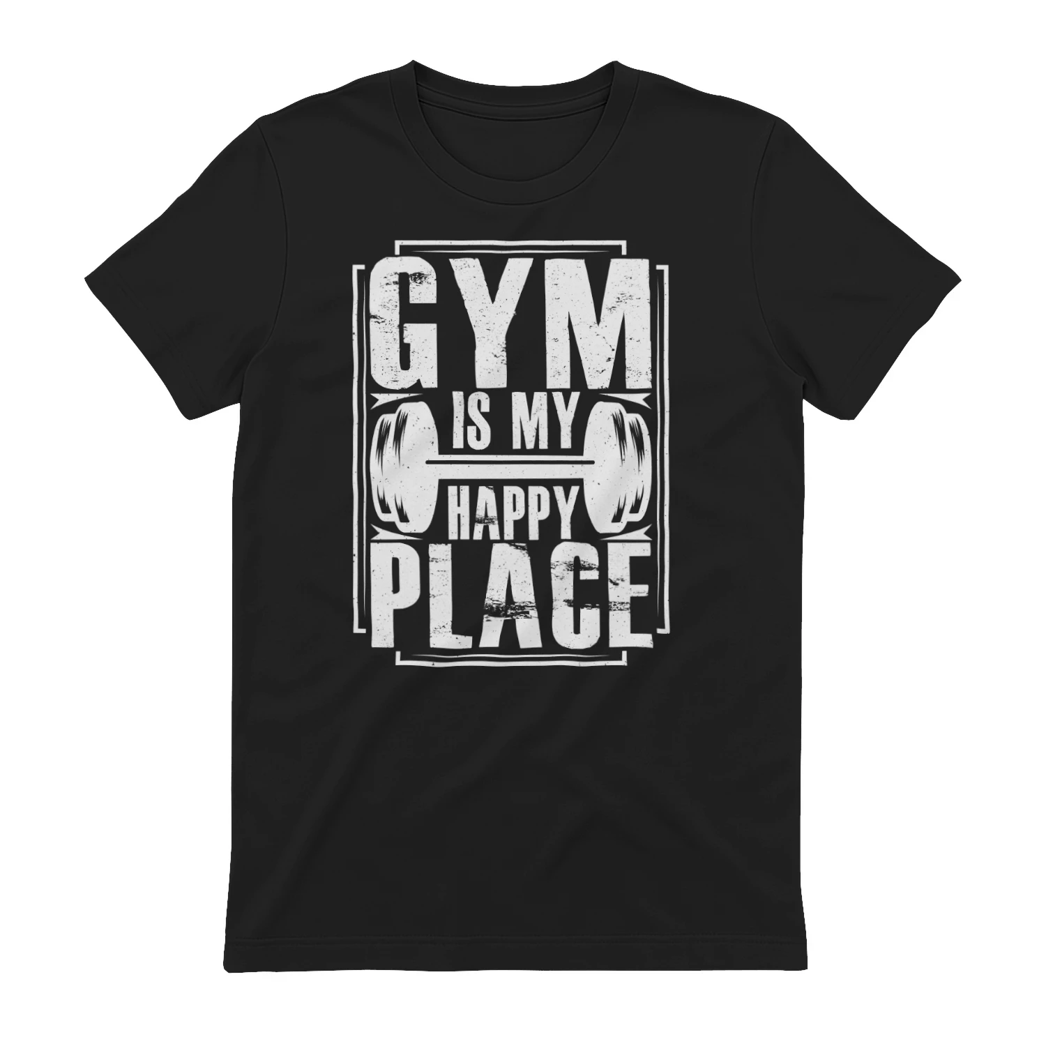Gym Is My Happy Place Vintage Weightlifting T-Shirt