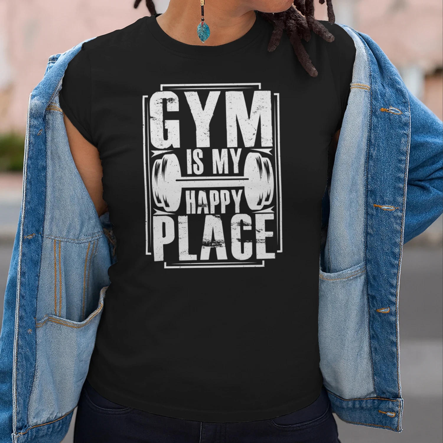 Gym Is My Happy Place Fitness Graphic T-Shirt