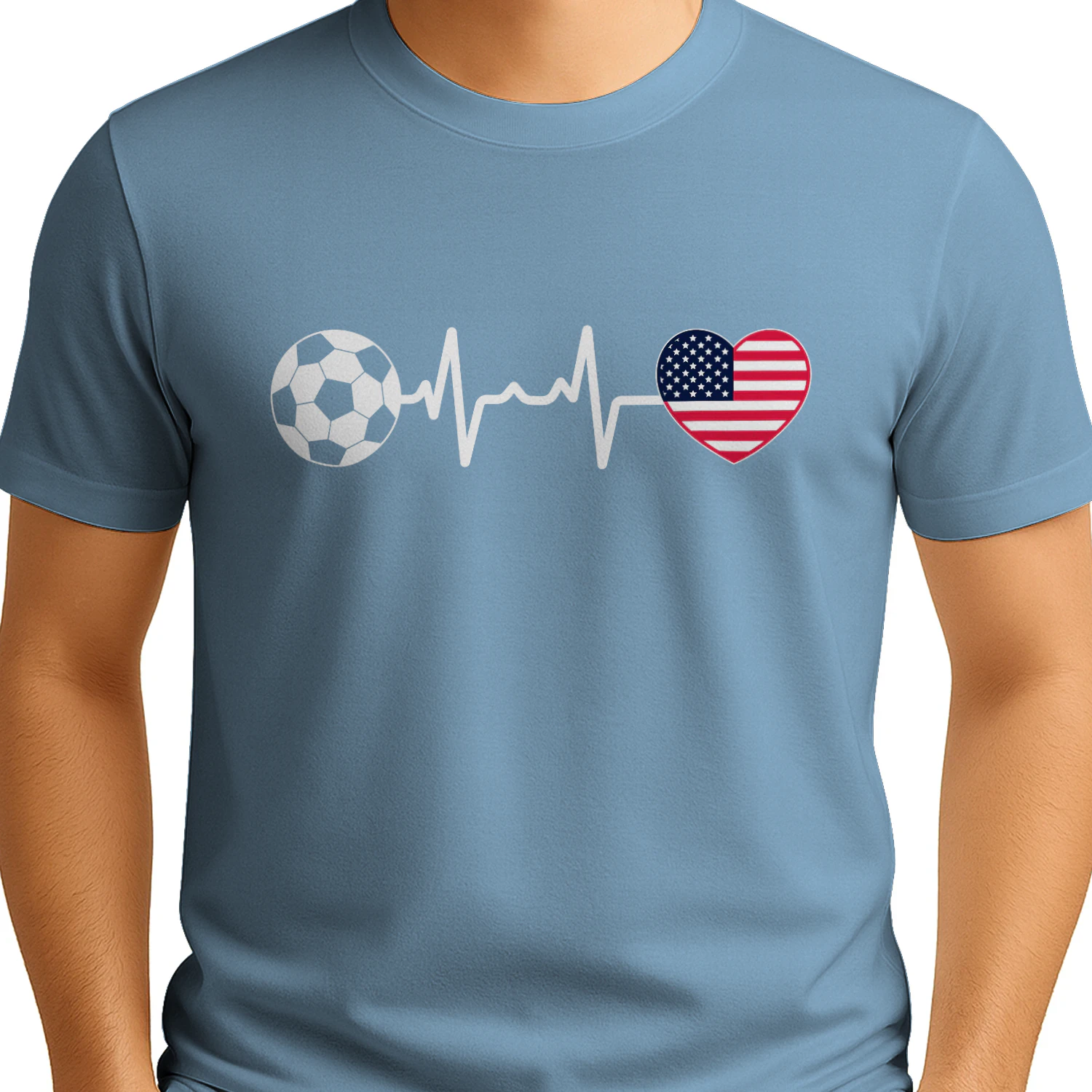 Soccer Heartbeat American Flag Heart