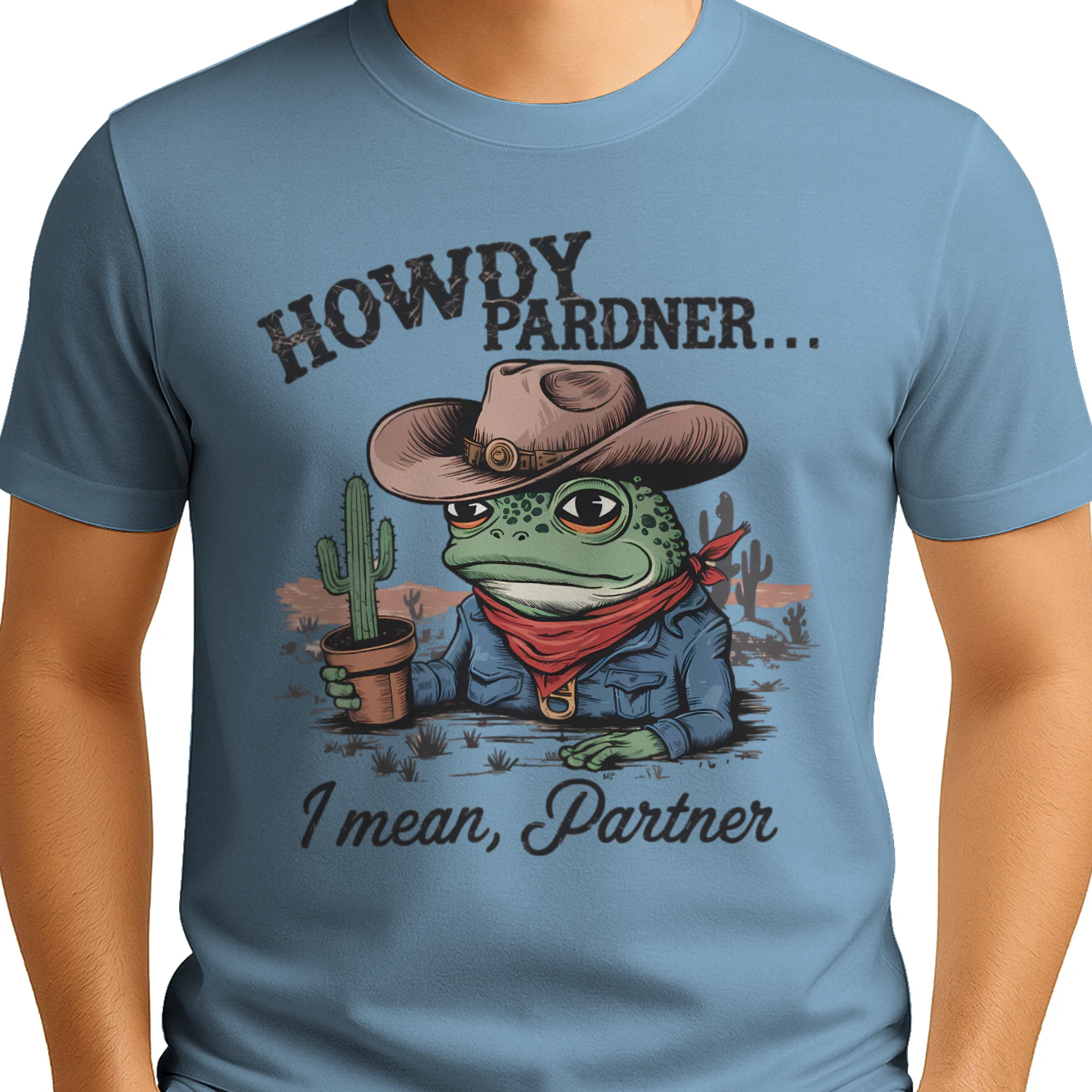 Howdy Partner I Mean Partner Funny Cowboy Frog Shirt