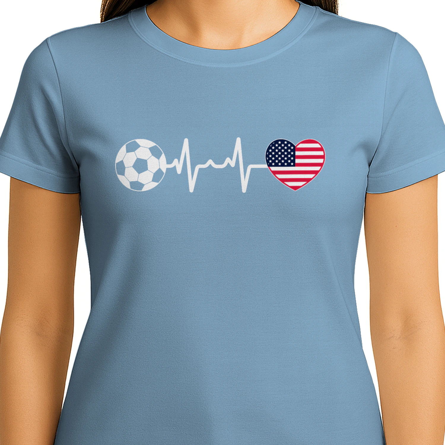 Soccer Heartbeat American Flag Heart