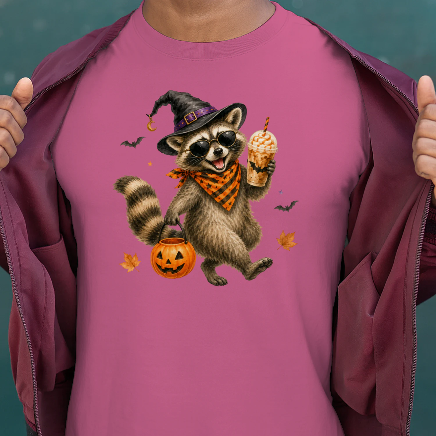 Halloween Raccoon Pumpkin Costume Shirt