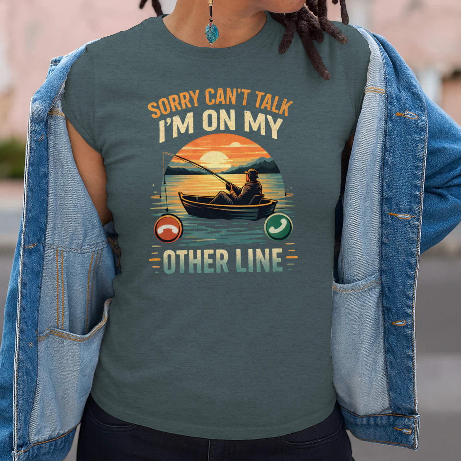 Sorry Can’t Talk I’m on My Other Line Funny Fishing Design
