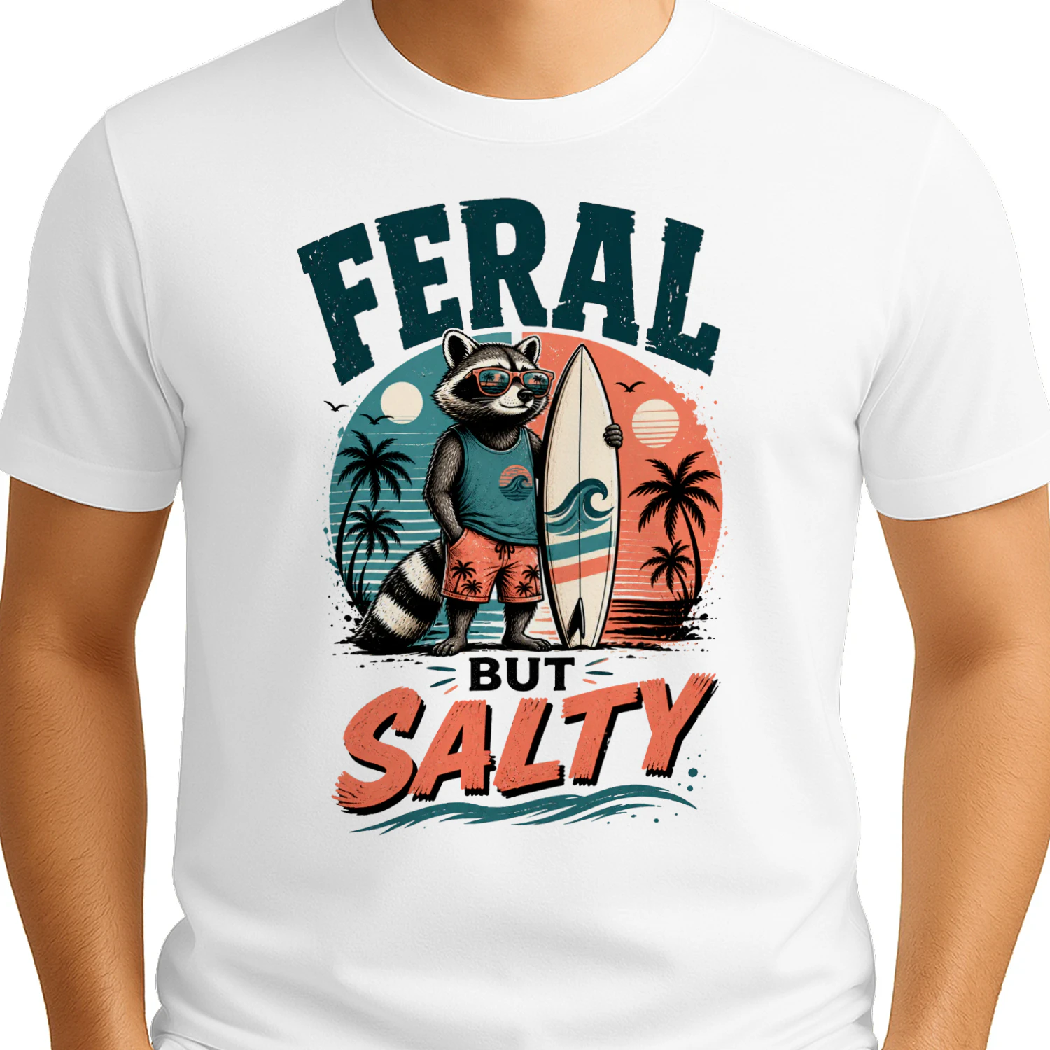 Feral But Salty Raccoon Surf Shirt