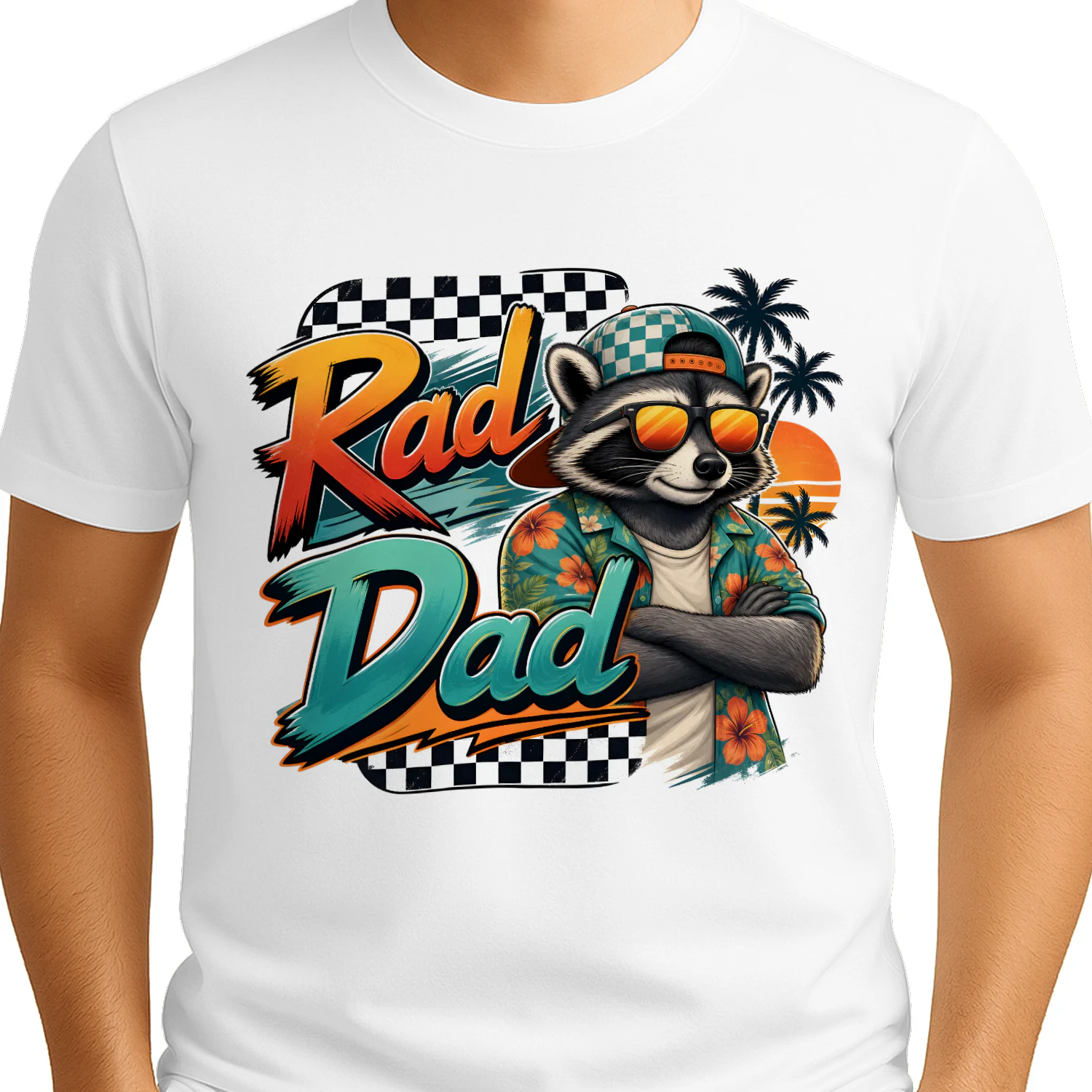 Rad Dad Raccoon Retro Summer Design