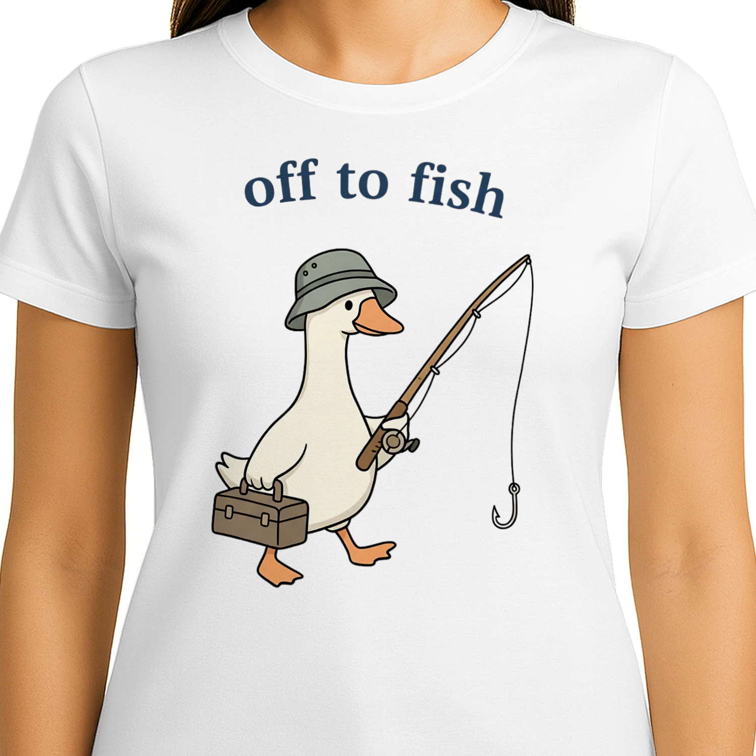 Off to Fish Funny Goose Fishing Design