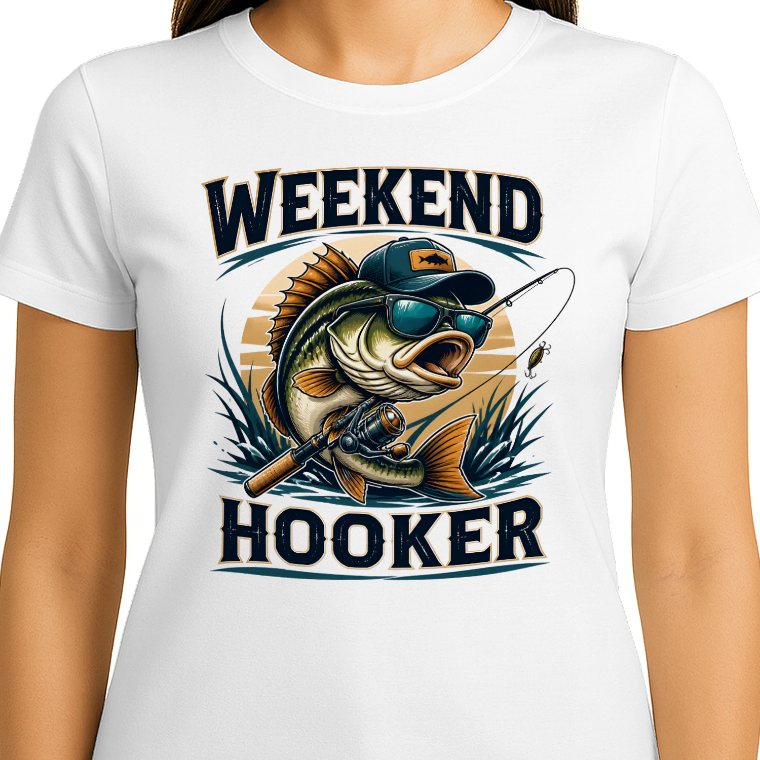 Weekend Hooker Funny Bass Fishing Design