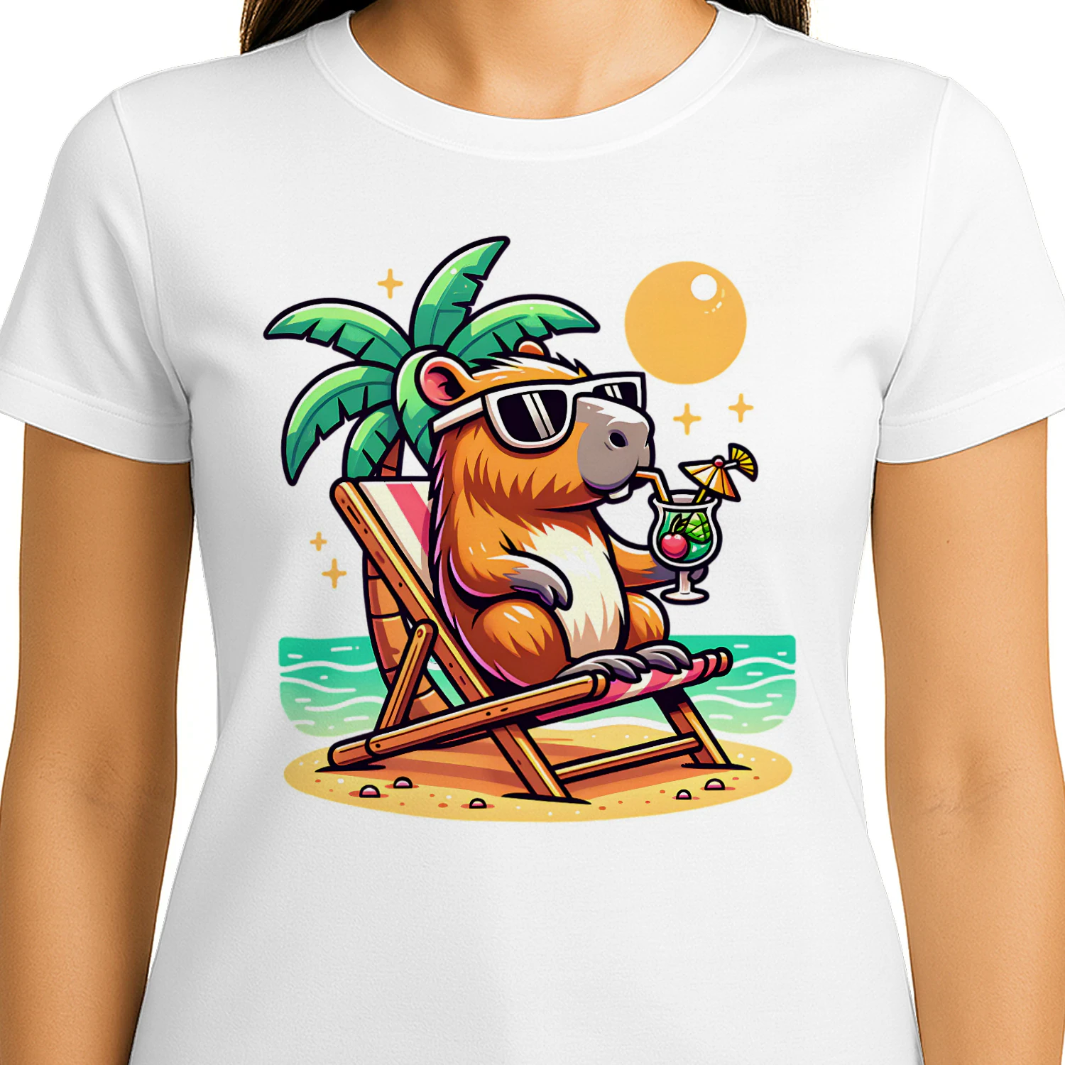 Vacation Capybara Cute Beach Summer Cocktail Design