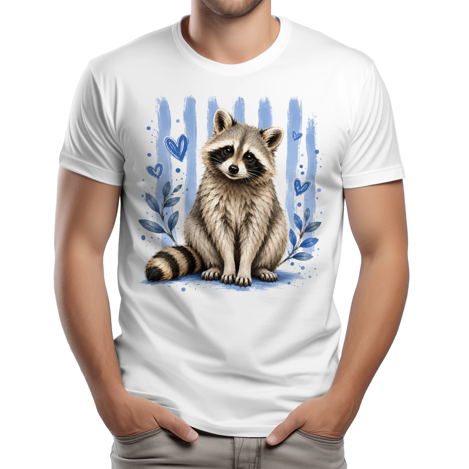Cute Raccoon Blue Aesthetic Animal Shirt