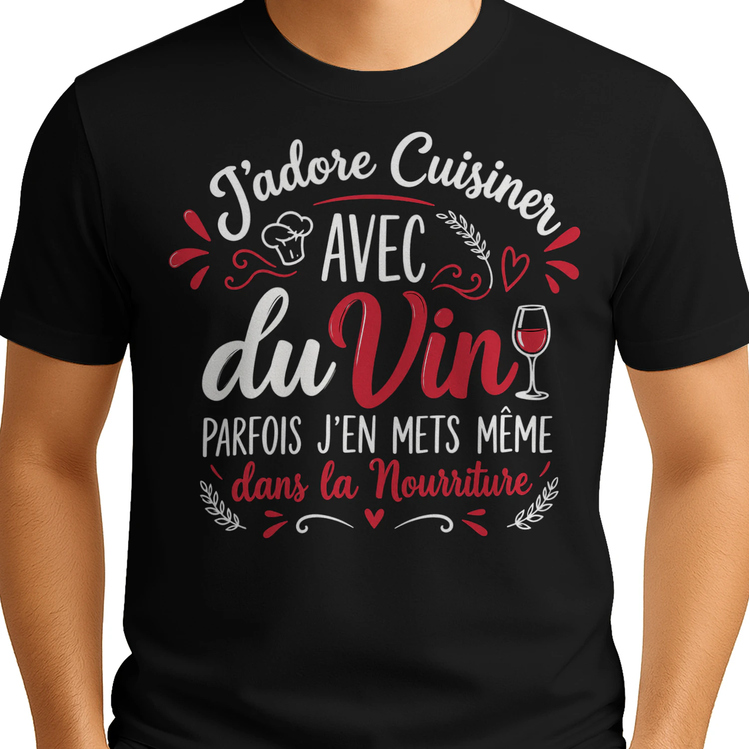 T-shirt Humour Cuisine et Vin – J’adore Cuisiner avec du Vin