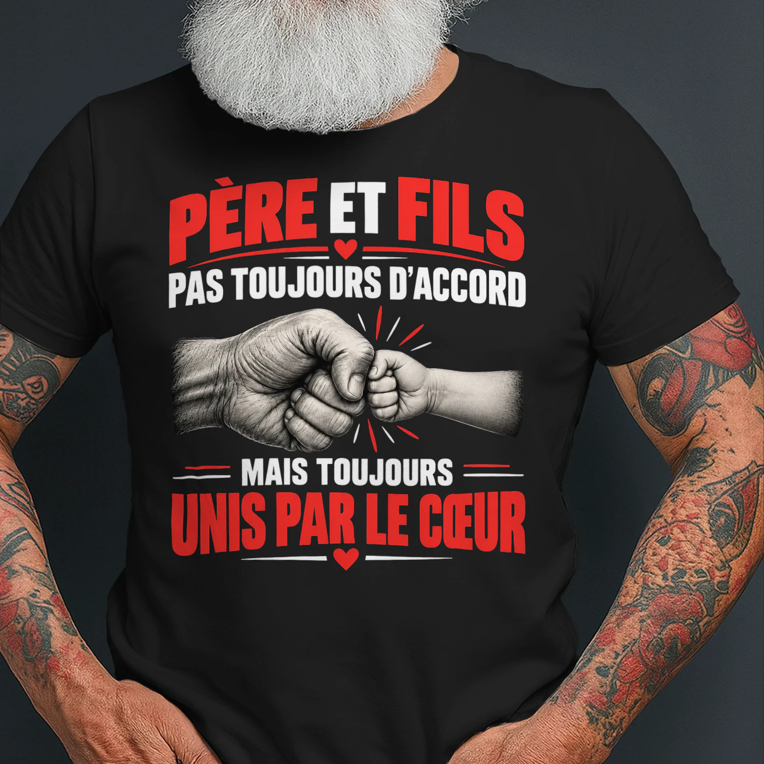 T-shirt Père et Fils – Pas Toujours d'Accord, Mais Toujours Unis par le Cœur