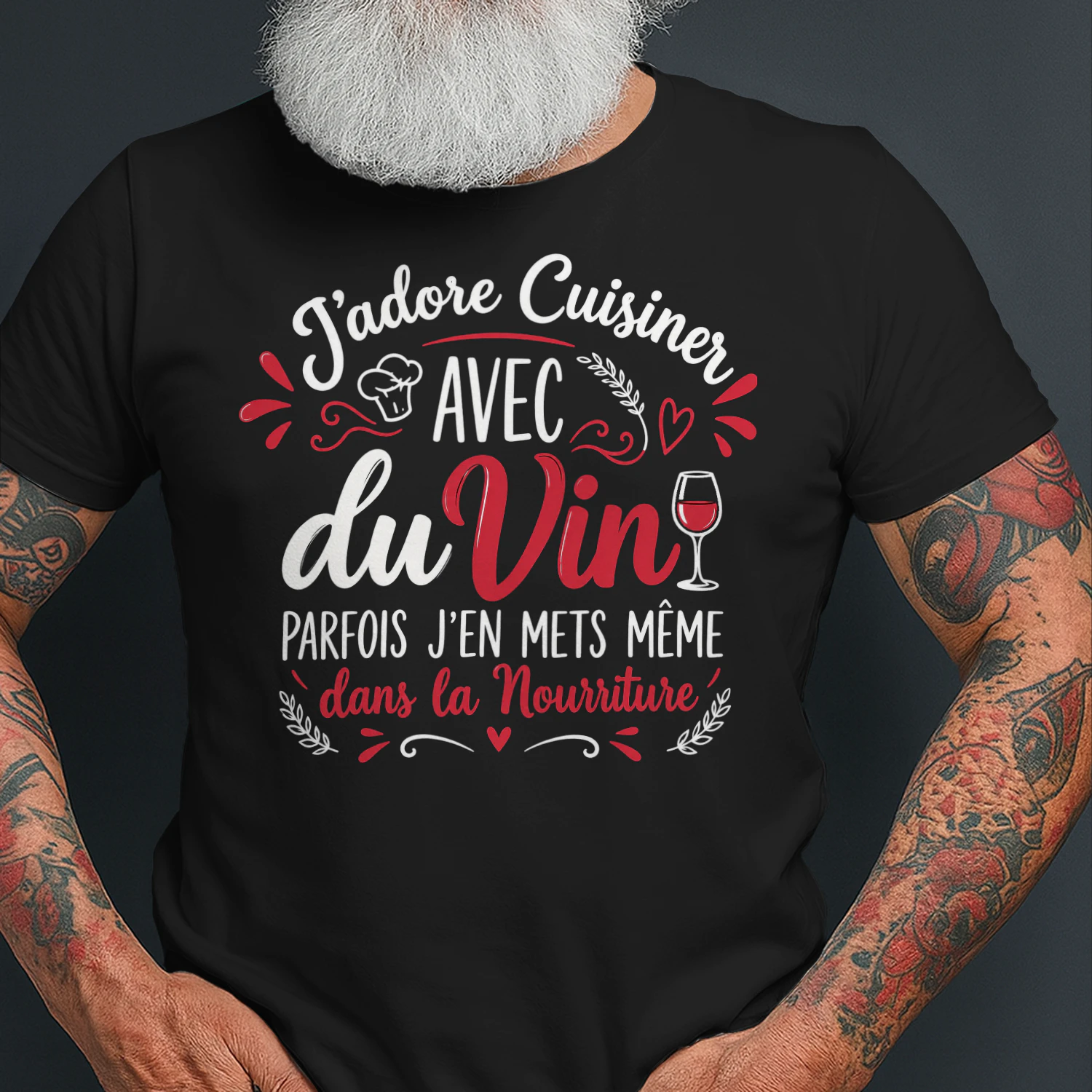 T-shirt Humour Cuisine et Vin – J’adore Cuisiner avec du Vin