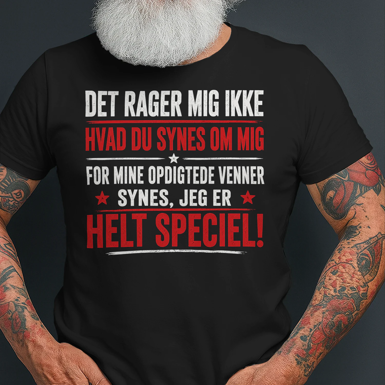 Det Rager Mig Ikke Hvad Du Synes Om Mig – Sjov Dansk T-Shirt med Sarkastisk Humor