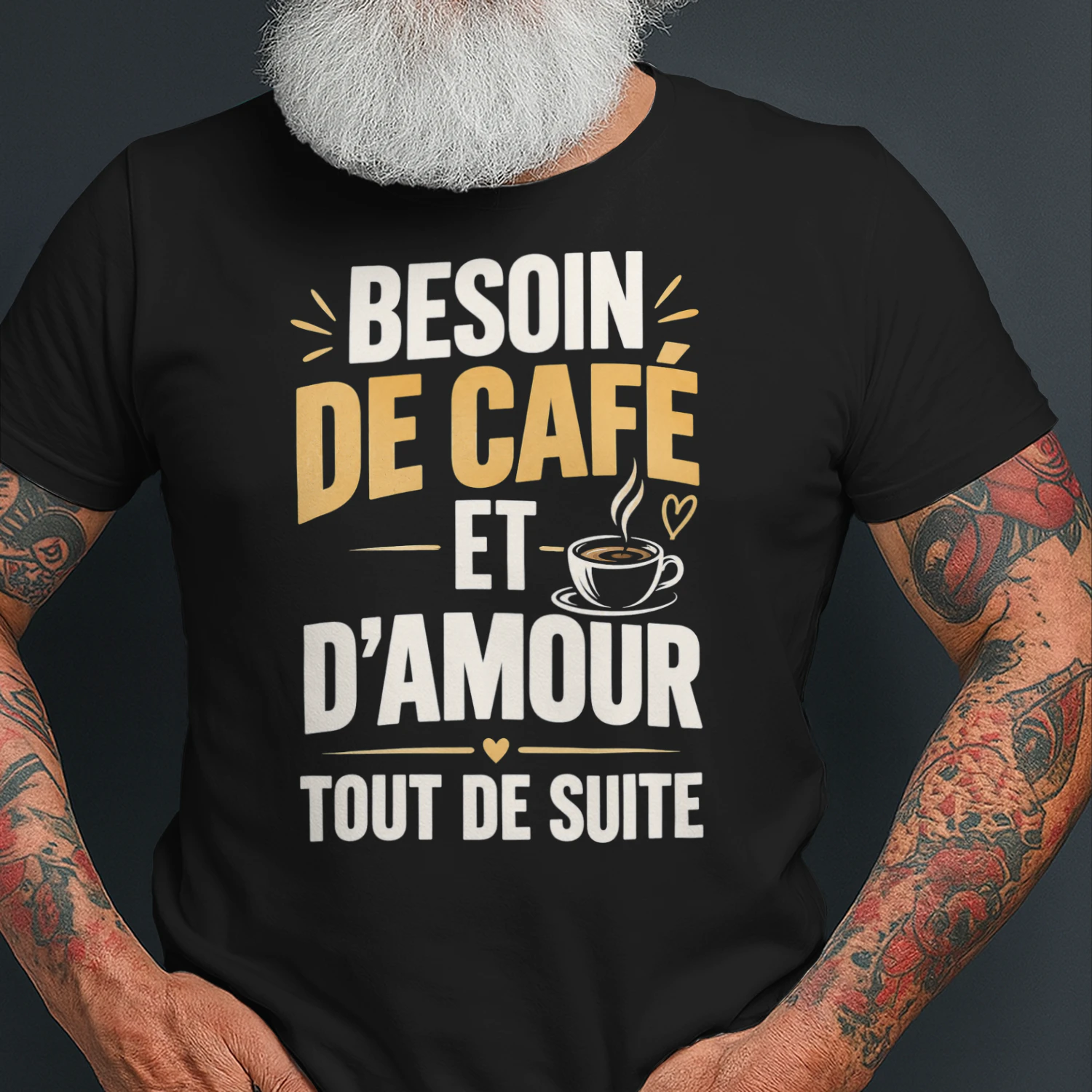T-shirt Humour Café et Amour – Besoin de Café et d’Amour Tout de Suite