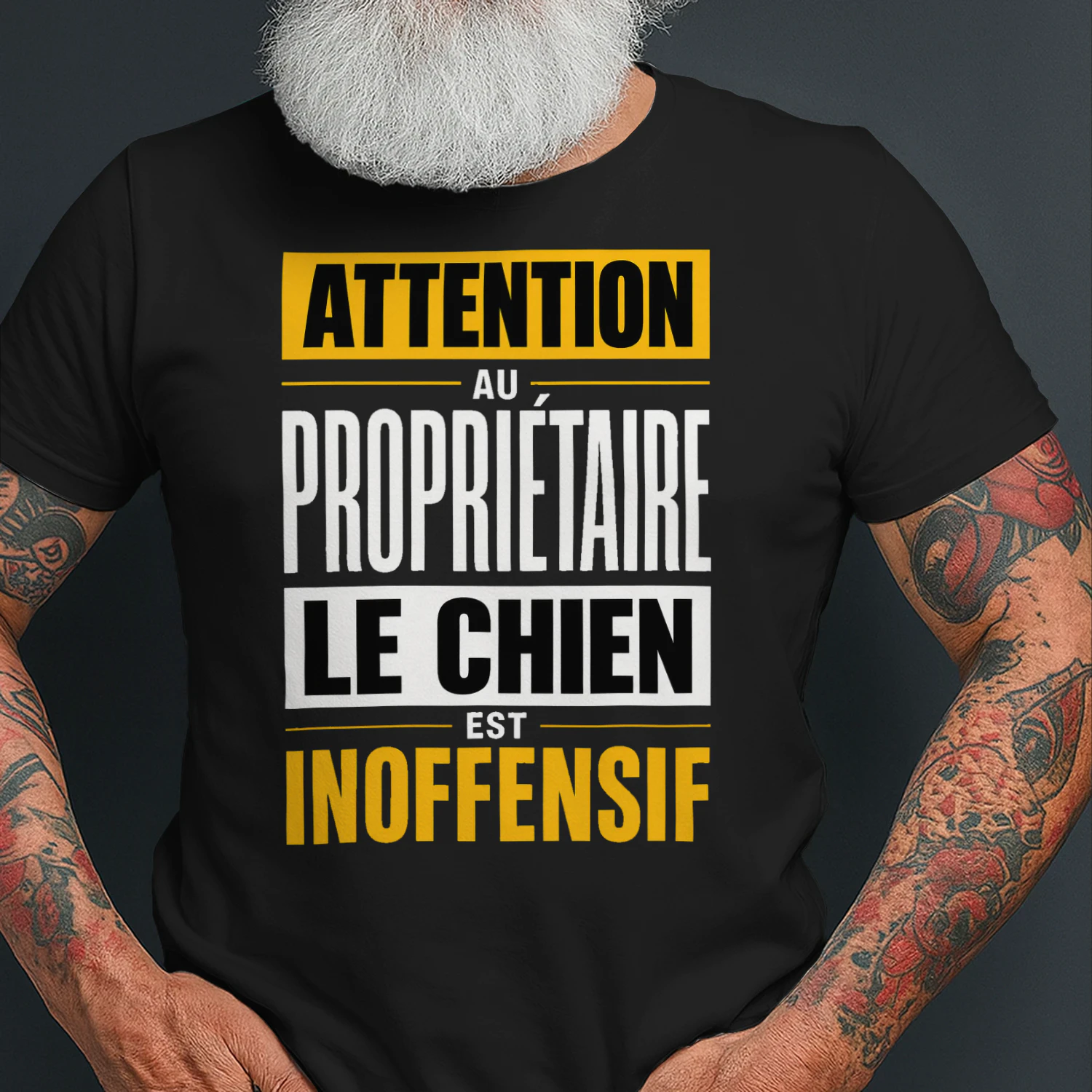 T-shirt « Attention au propriétaire » – Humour chien
