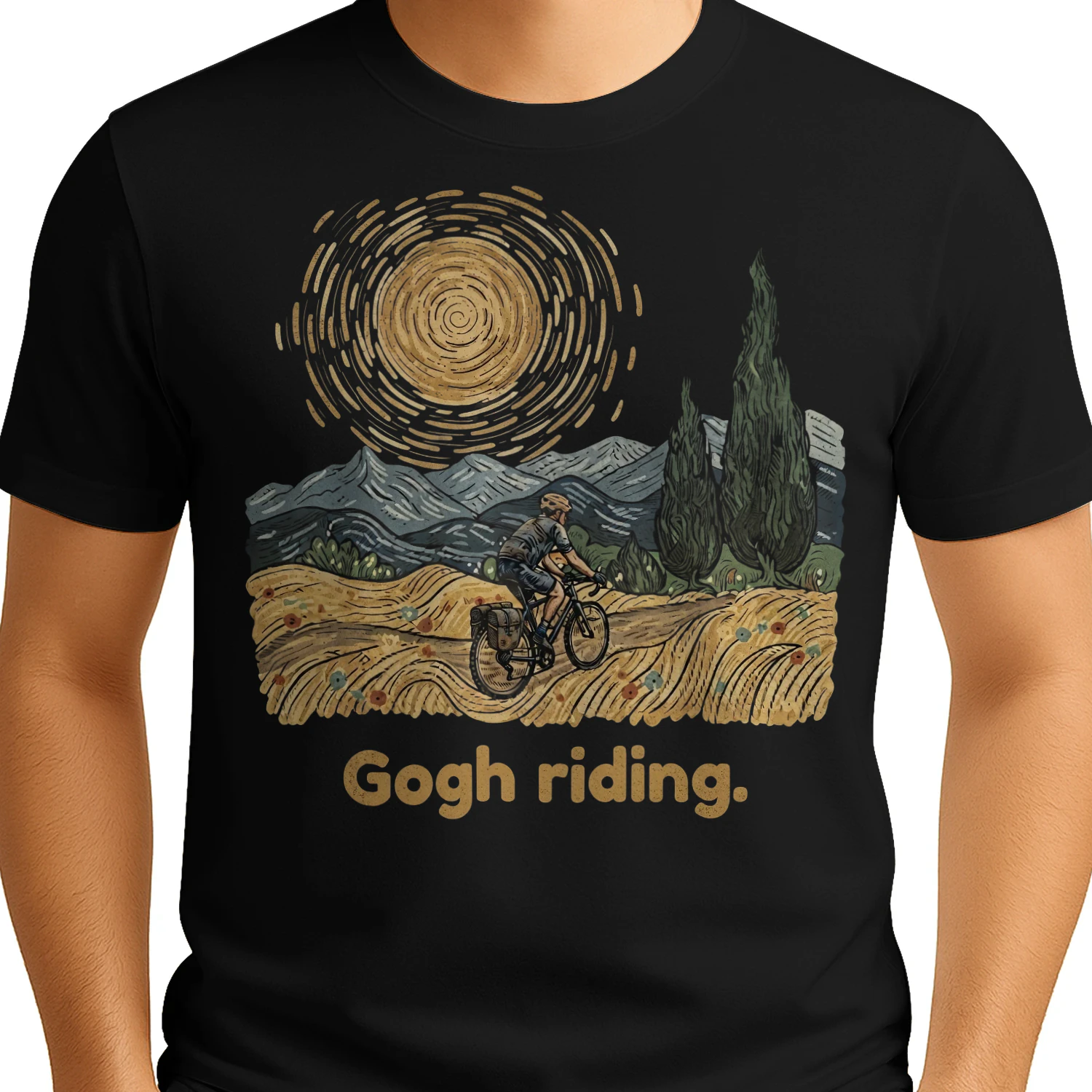 Cycling Starry Night Art