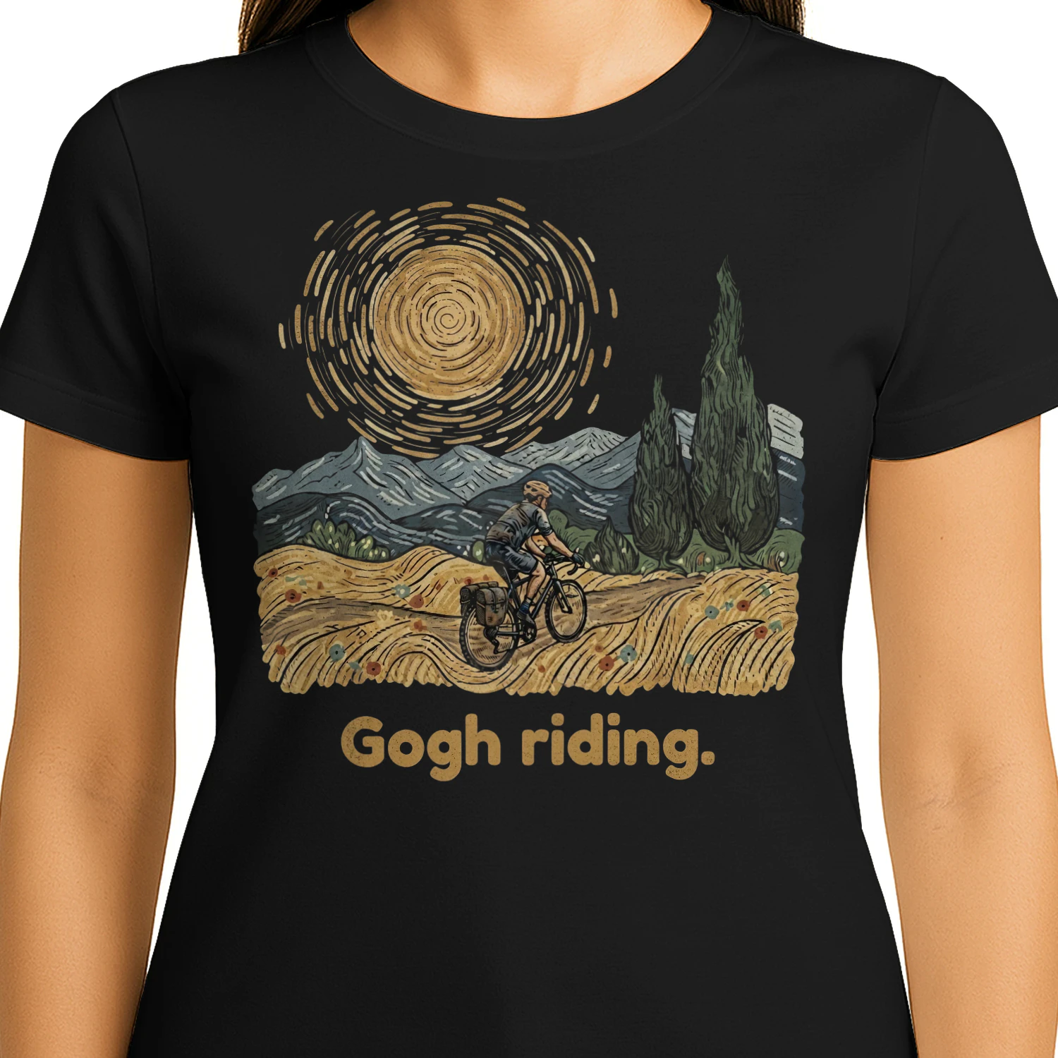 Cycling Starry Night Art