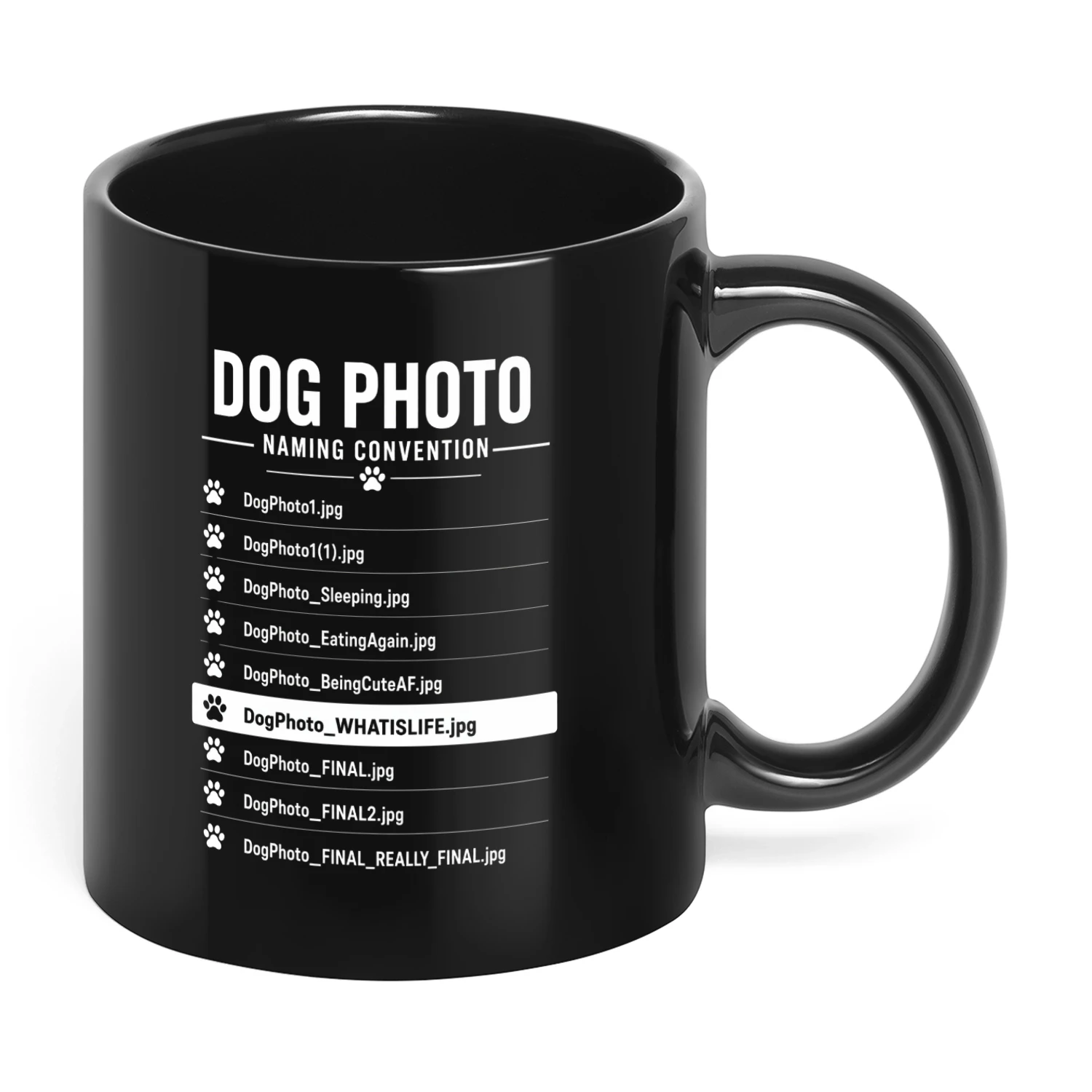 Dog photo naming mug