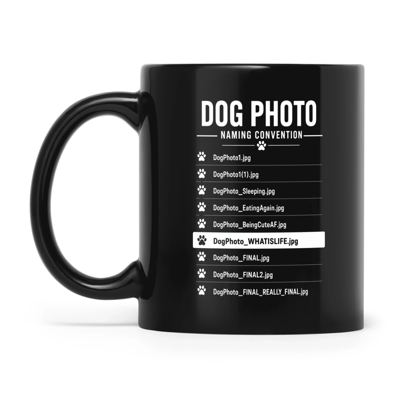 Dog photo naming mug