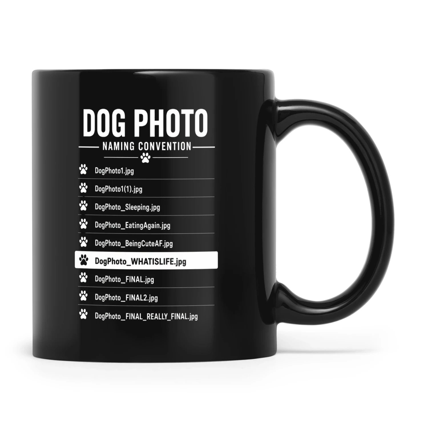 Dog photo naming mug