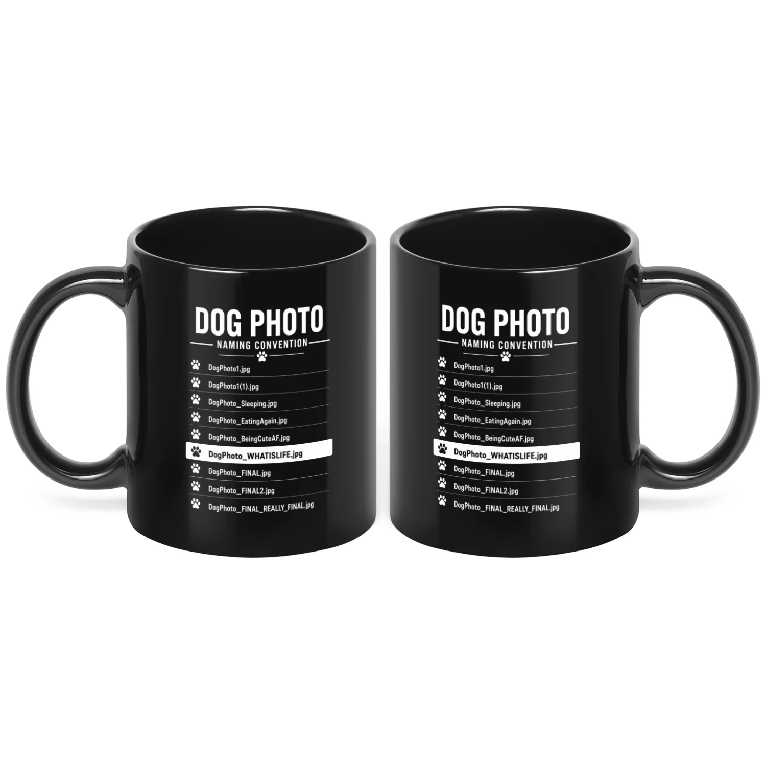 Dog photo naming mug